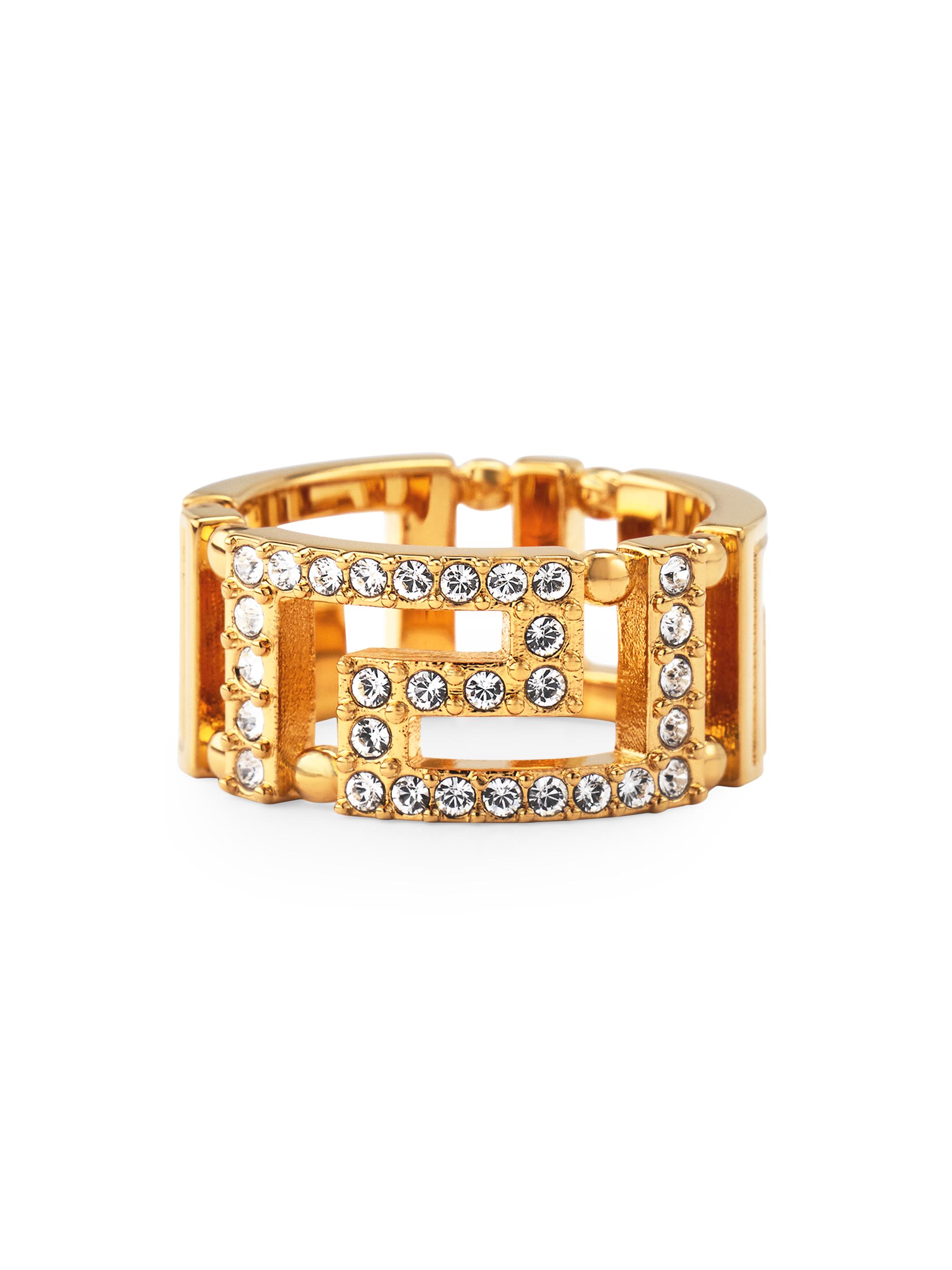 Versace Women's Greca Goldtone & Strass Ring - Gold