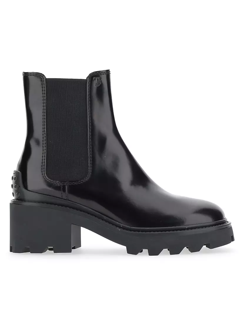 Tods Patent Leather Lug-Sole Chelsea Boots