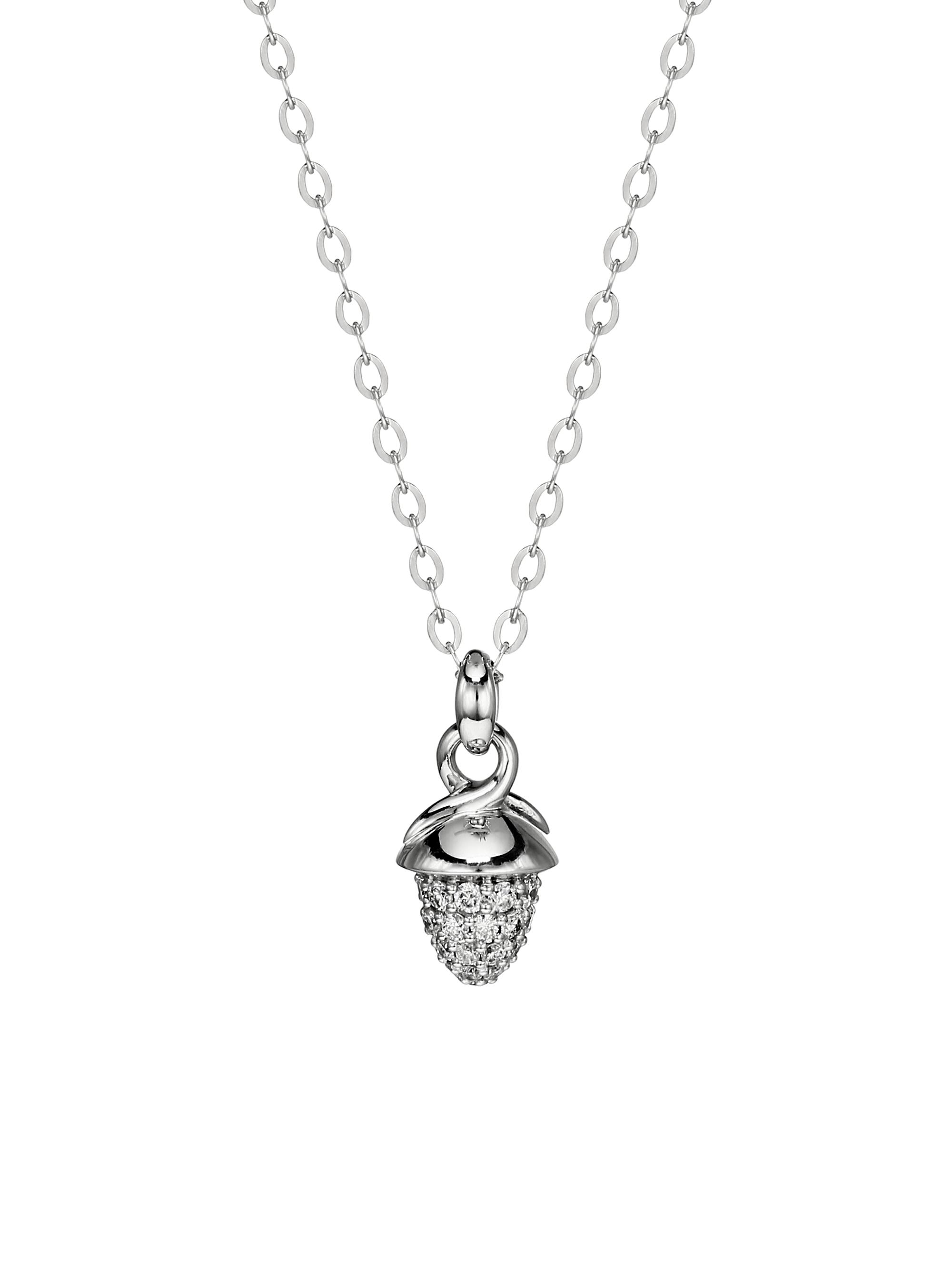 Tamara Comolli Women's Mikado 18K White Gold & Diamond Pavé Acorn Pendant Necklace - White Gold