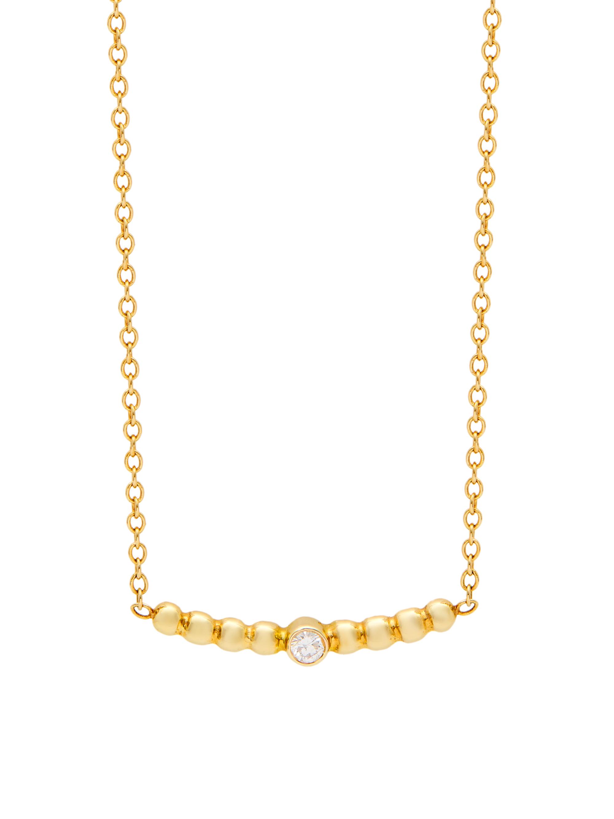 ZOE CHICCO Women's Gold Beads 14K Yellow Gold & Diamond Curved Bar Pendant Necklace - Gold