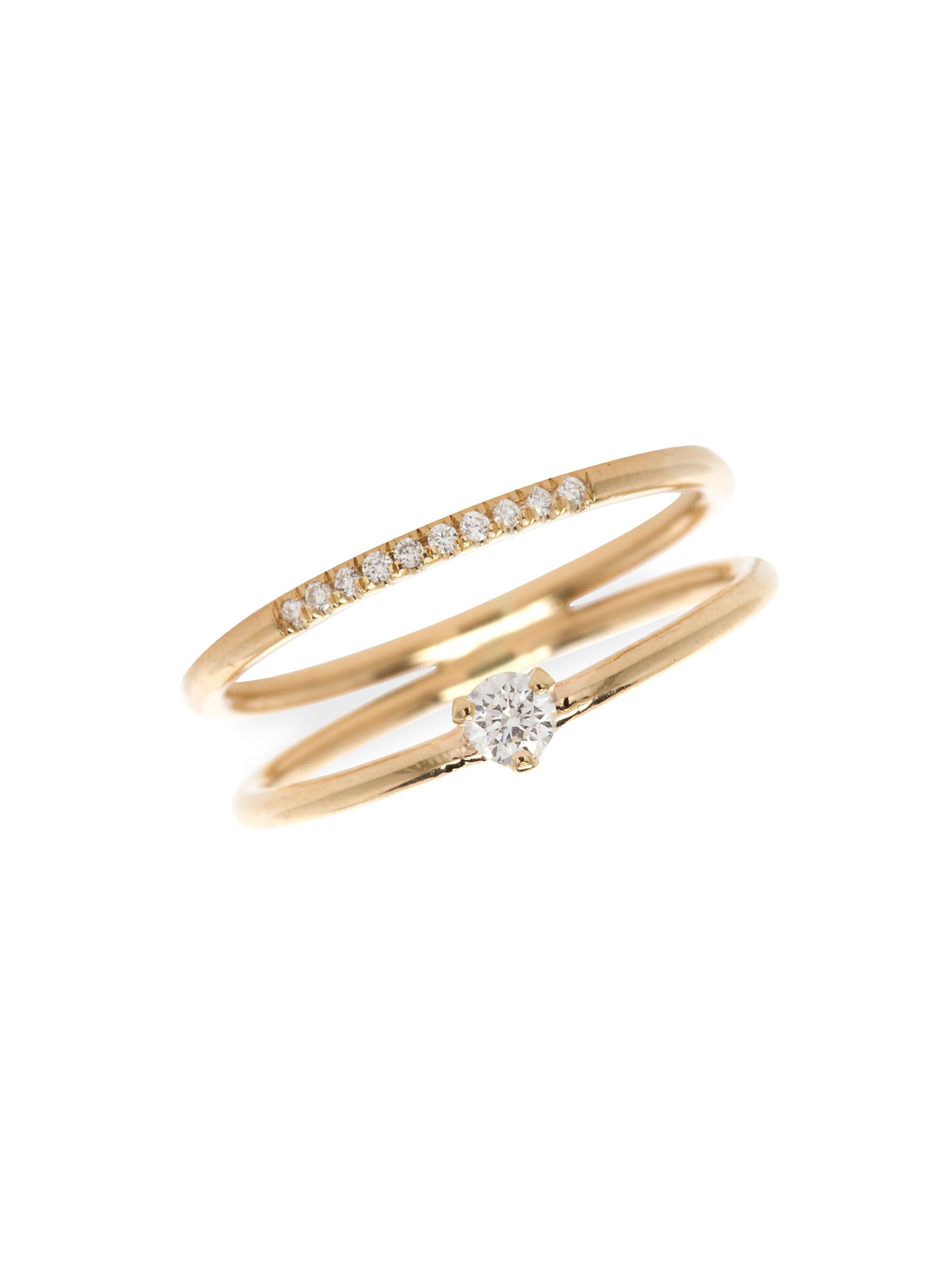 ZOE CHICCO Women's 14K Yellow Gold & Diamonds Double Band Prong Ring - Gold