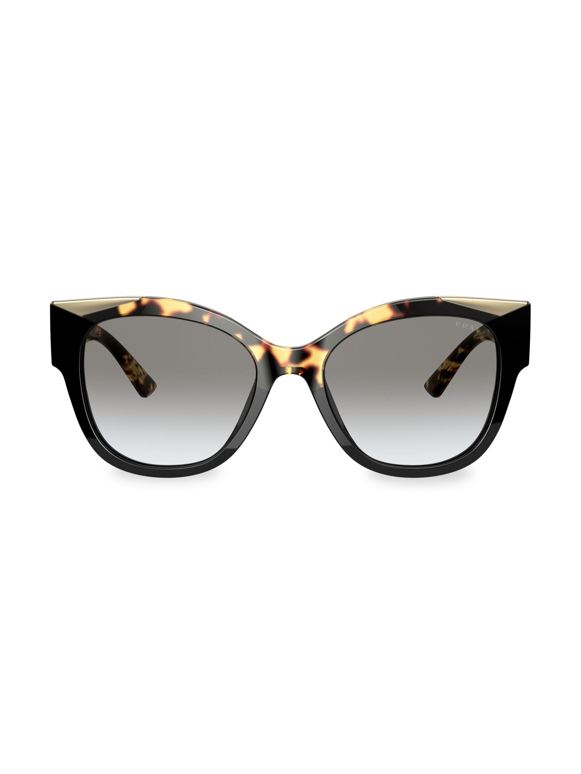 Prada Women's 54MM Two-Tone Pillow Sunglasses - Black