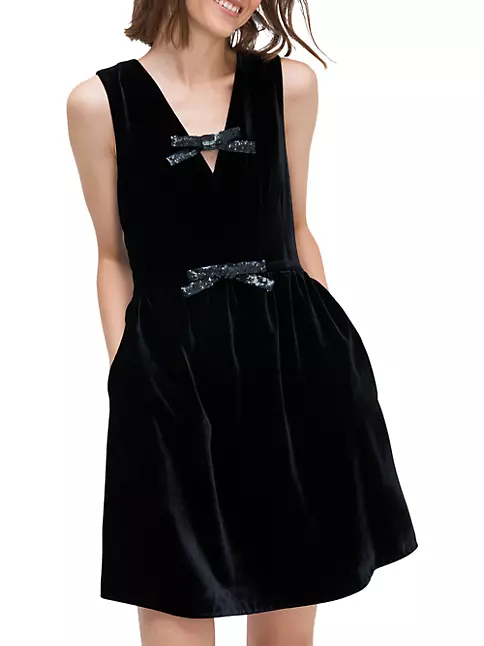 Kate Spade New York Black Velvet Bow-Accent Fit & Flare Dress - Women |  Best Price and Reviews | Zulily