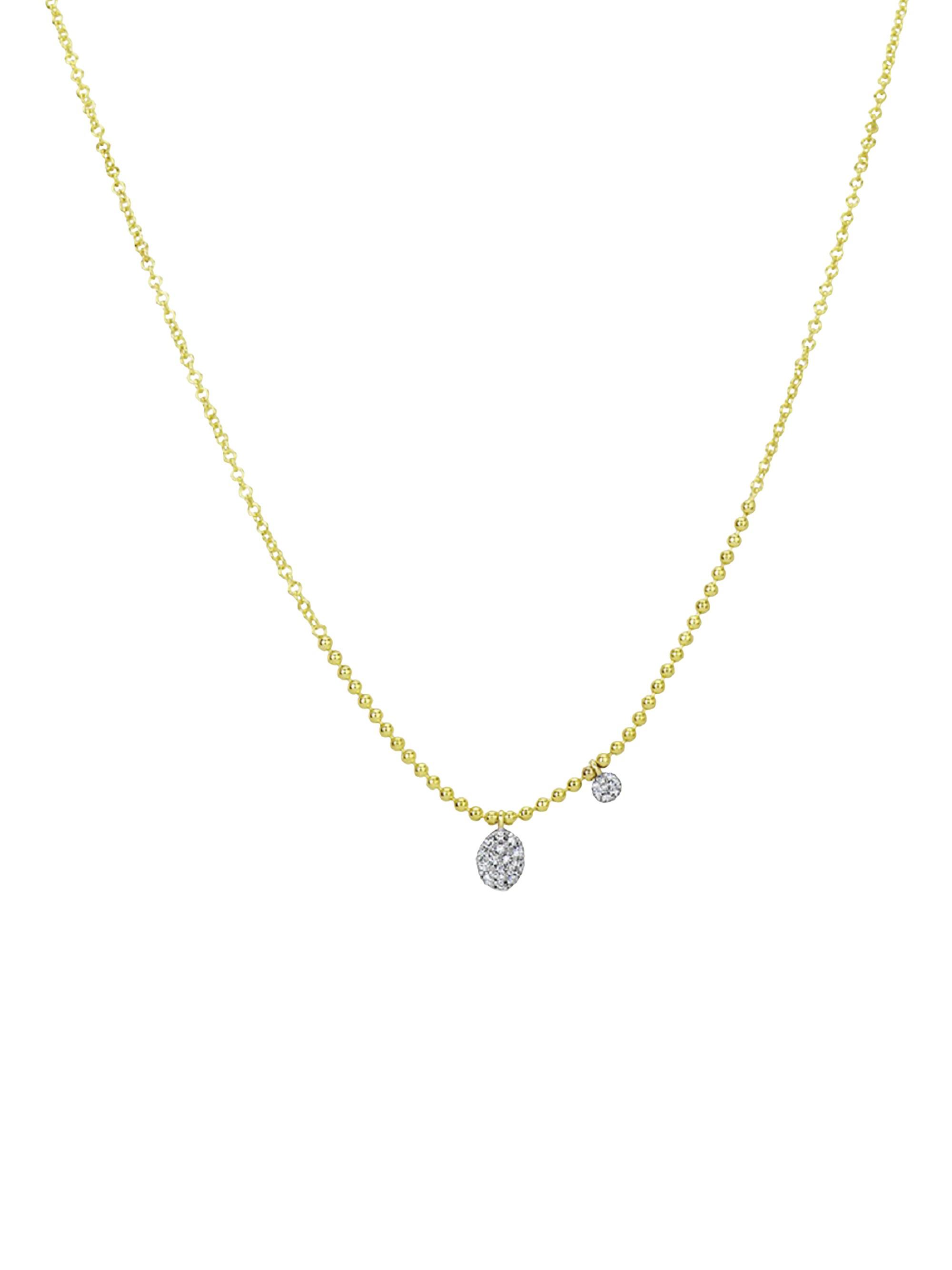 Meira T Women's 14K Yellow Gold & Pavé Diamond Oval Drop Ball Chain Necklace - Gold
