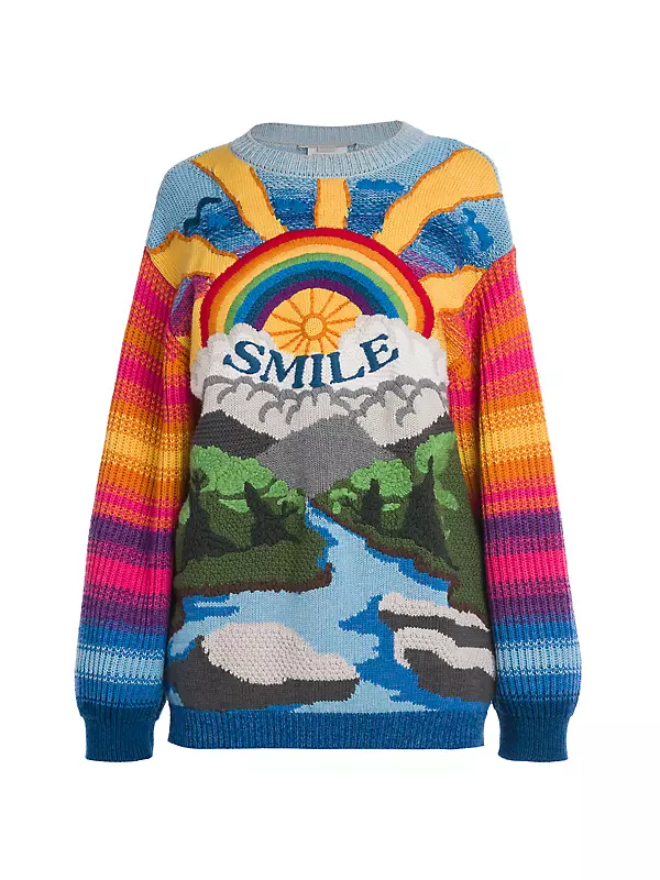 Kind Intarsia Knit Crewneck Sweater