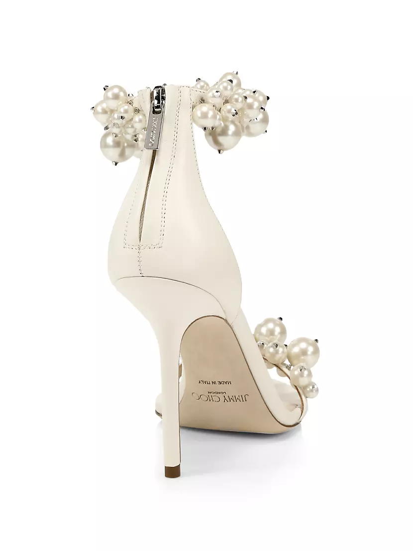 Jimmy Choo Maisel Crystal Embellished White Wedding Sandals Heel Size 37  (US7)