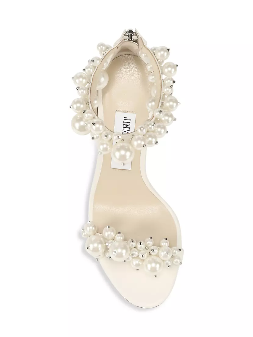 Jimmy Choo Maisel Crystal Embellished White Wedding Sandals Heel Size 37  (US7)