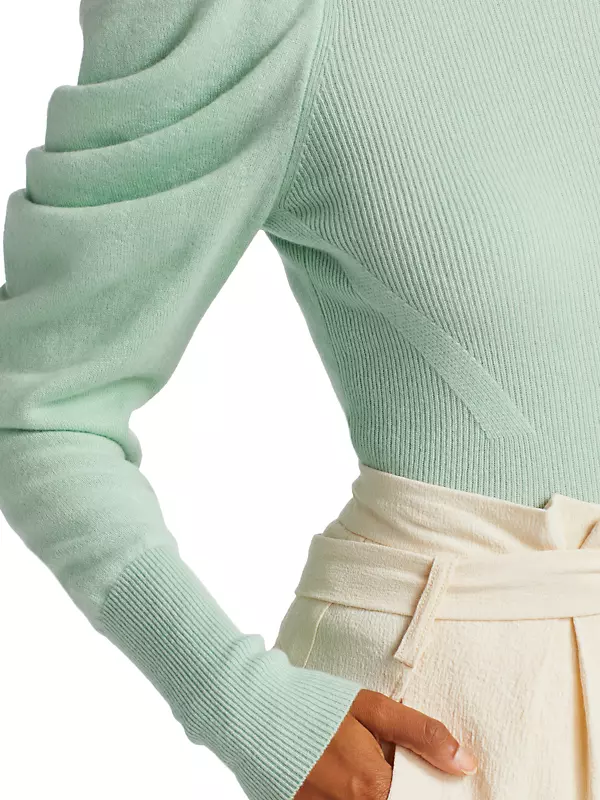 Drea Loungewear Knit Drape-Sleeve Sweater