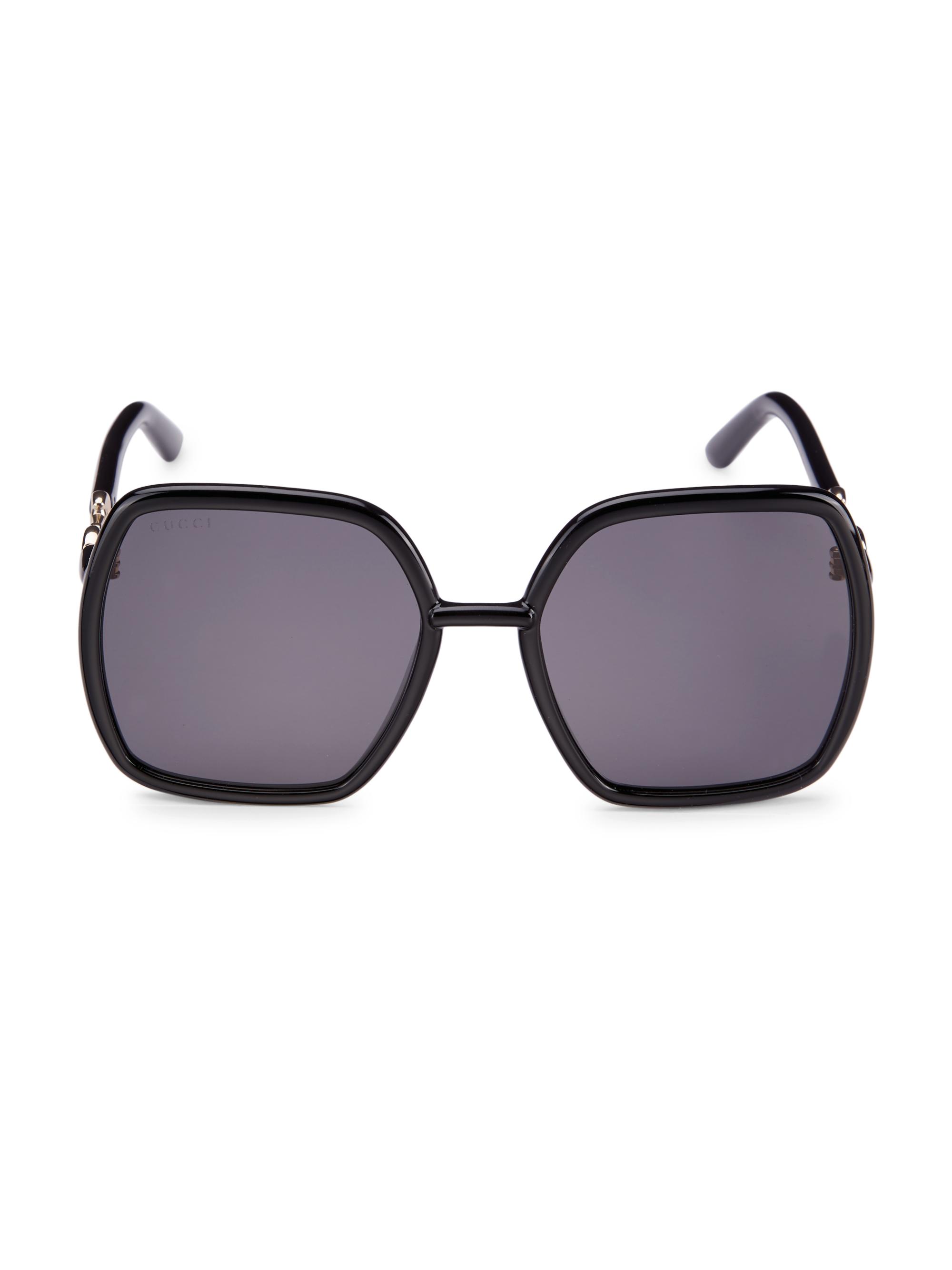 Gucci Women's  Logo 55MM Oversized Geometric Sunglasses - Black