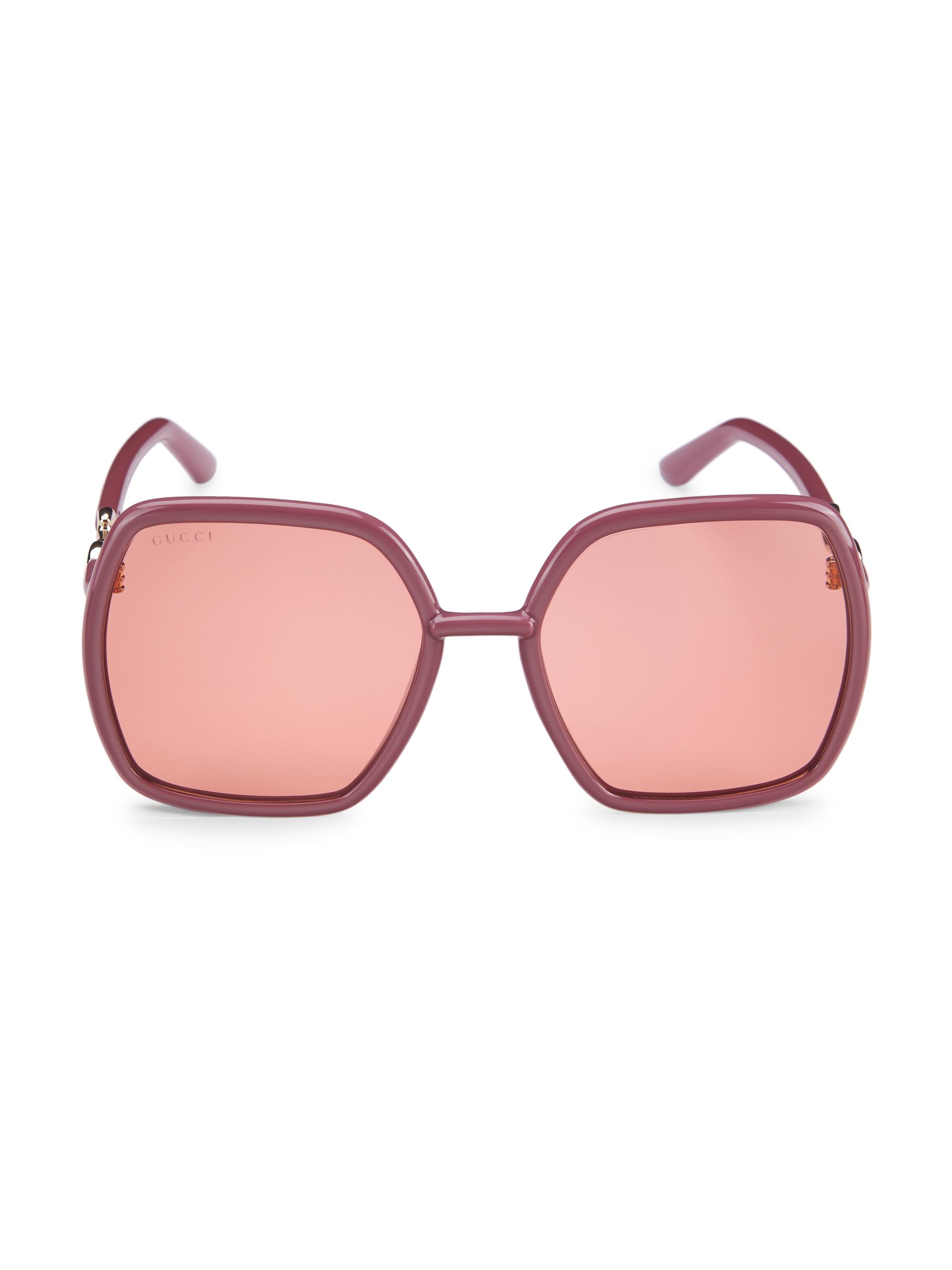 Gucci Women's  Logo 55MM Oversized Geometric Sunglasses - Pink
