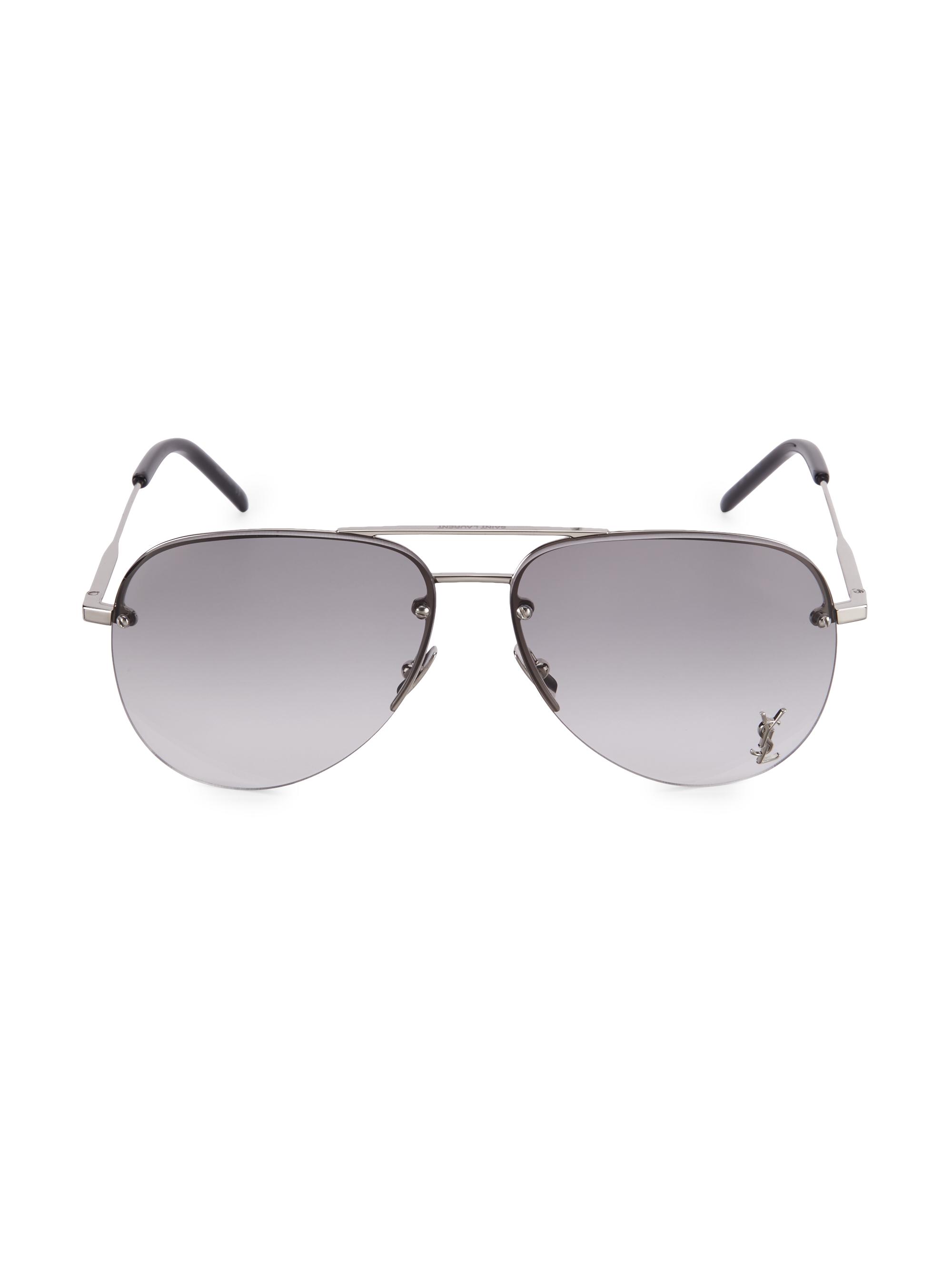 Saint Laurent Women's Monogram 59MM Aviator Sunglasses - Silver