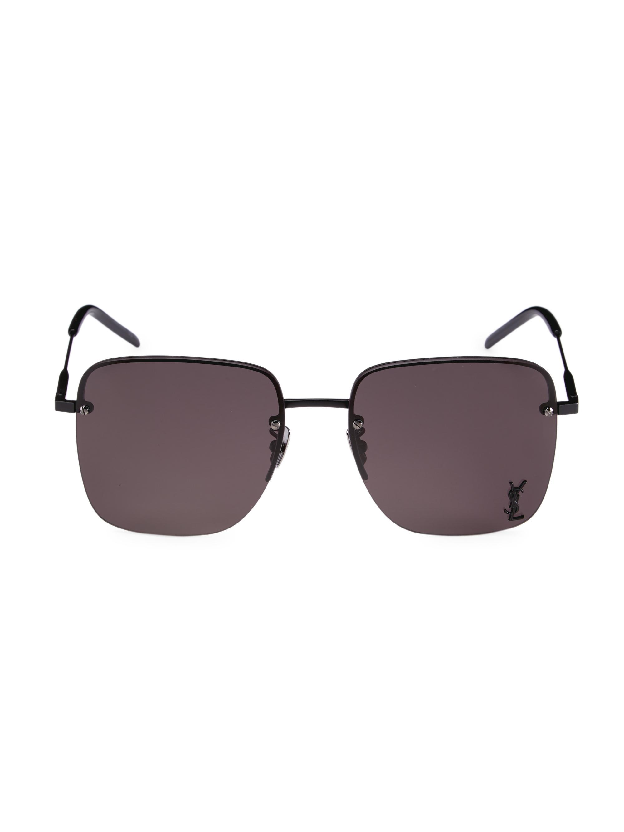 Saint Laurent Women's Monogram 58MM Square Sunglasses - Black