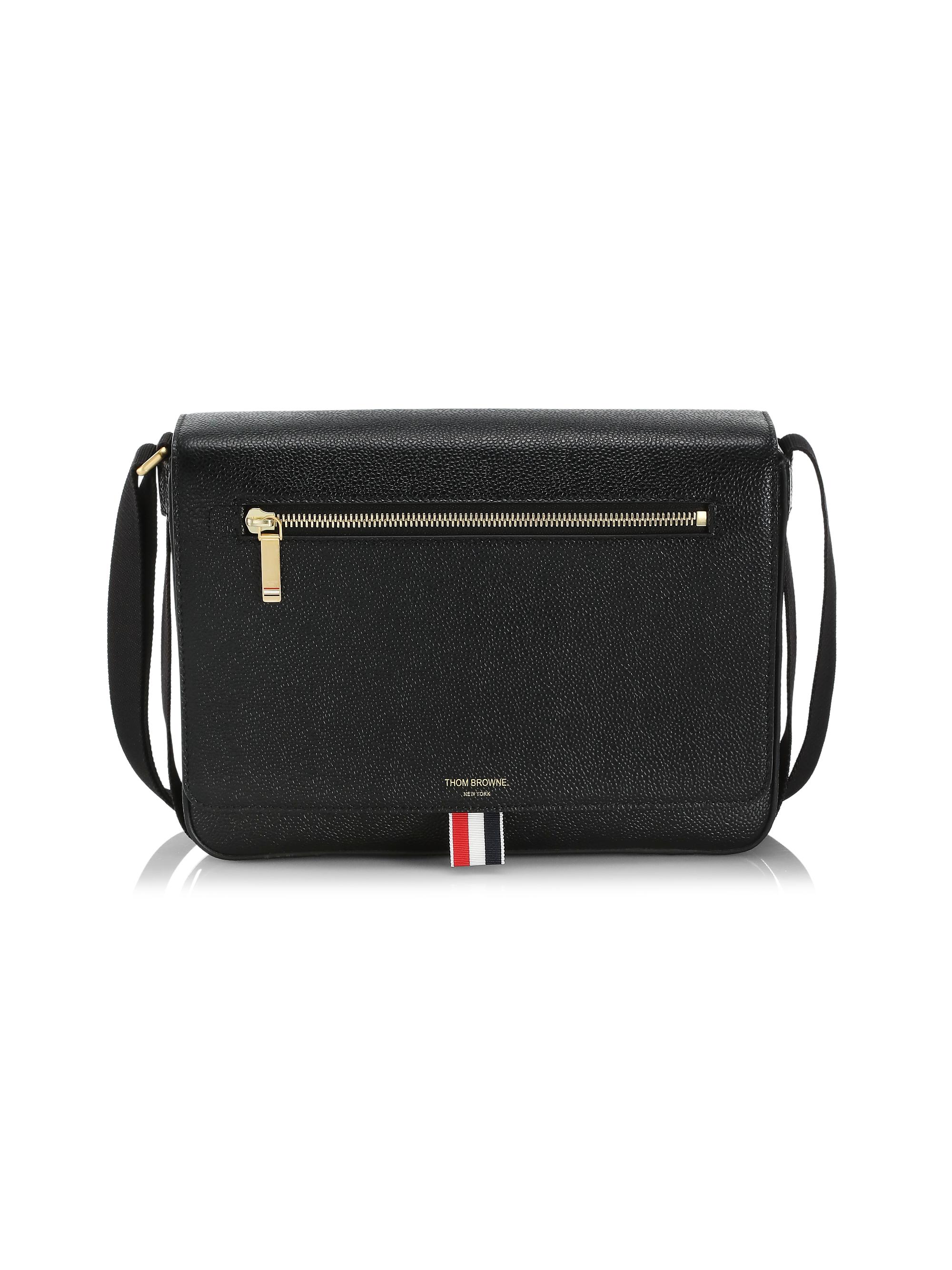 Thom Browne Men's Reporter Leather Crossbody Bag - Black