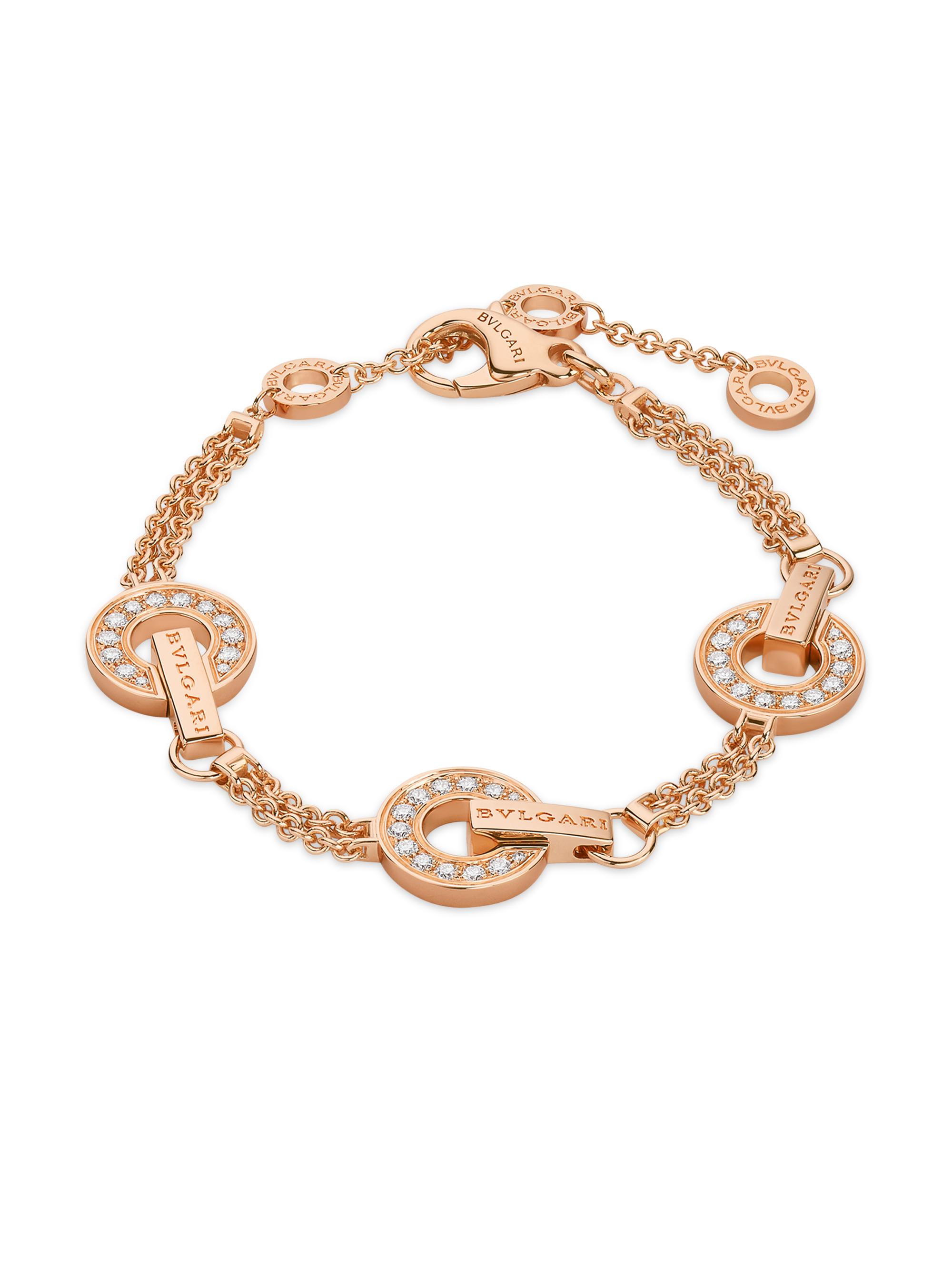 BVLGARI Women's Essential 18K Rose Gold & Diamond Openwork Bracelet - Rose Gold