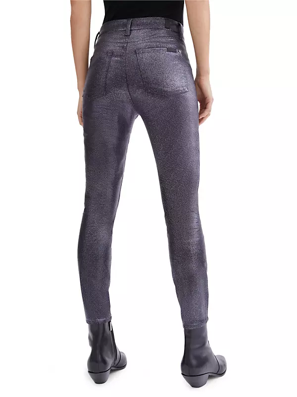 Sparkle Coated High-Rise Ankle Skinny Jeans