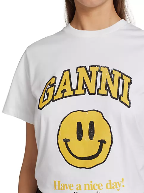 Basic Cotton Jersey T-Shirt, Smiley Yellow Bright White