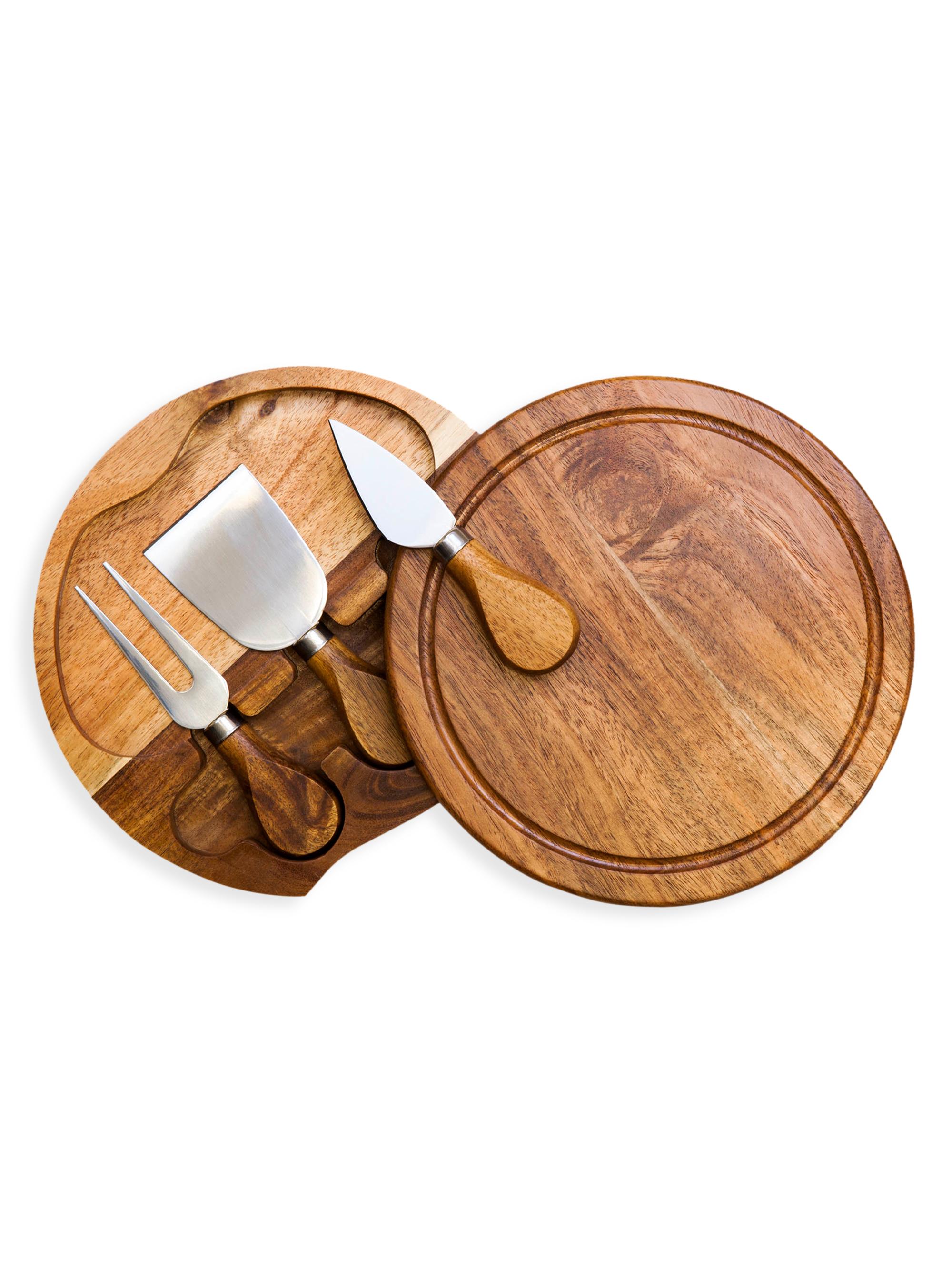 Picnic Time Brie 4-Piece Acacia Cheese Board & Tool Set