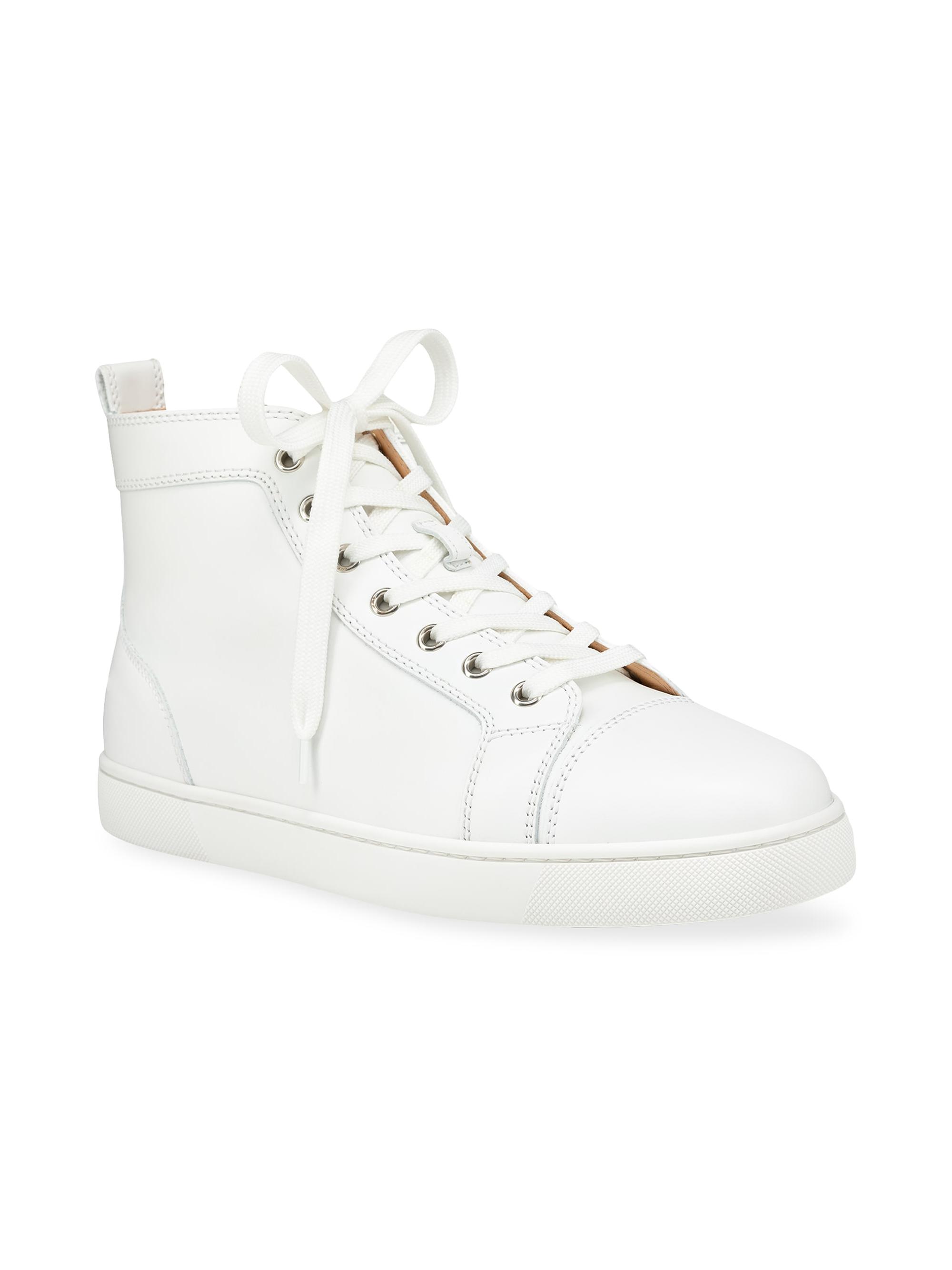 Christian Louboutin Men's Louis High Top Sneakers - White - back view in White