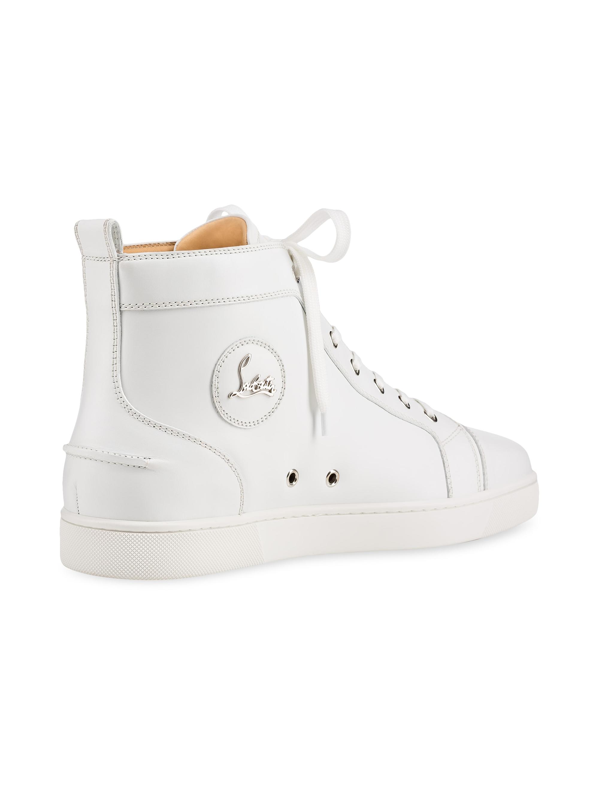 Christian Louboutin Men's Louis High Top Sneakers - White - detail view in White