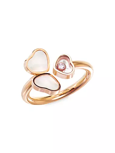 Happy Hearts Wings 18K Rose Gold, Diamond & Mother-Of-Pearl Ring