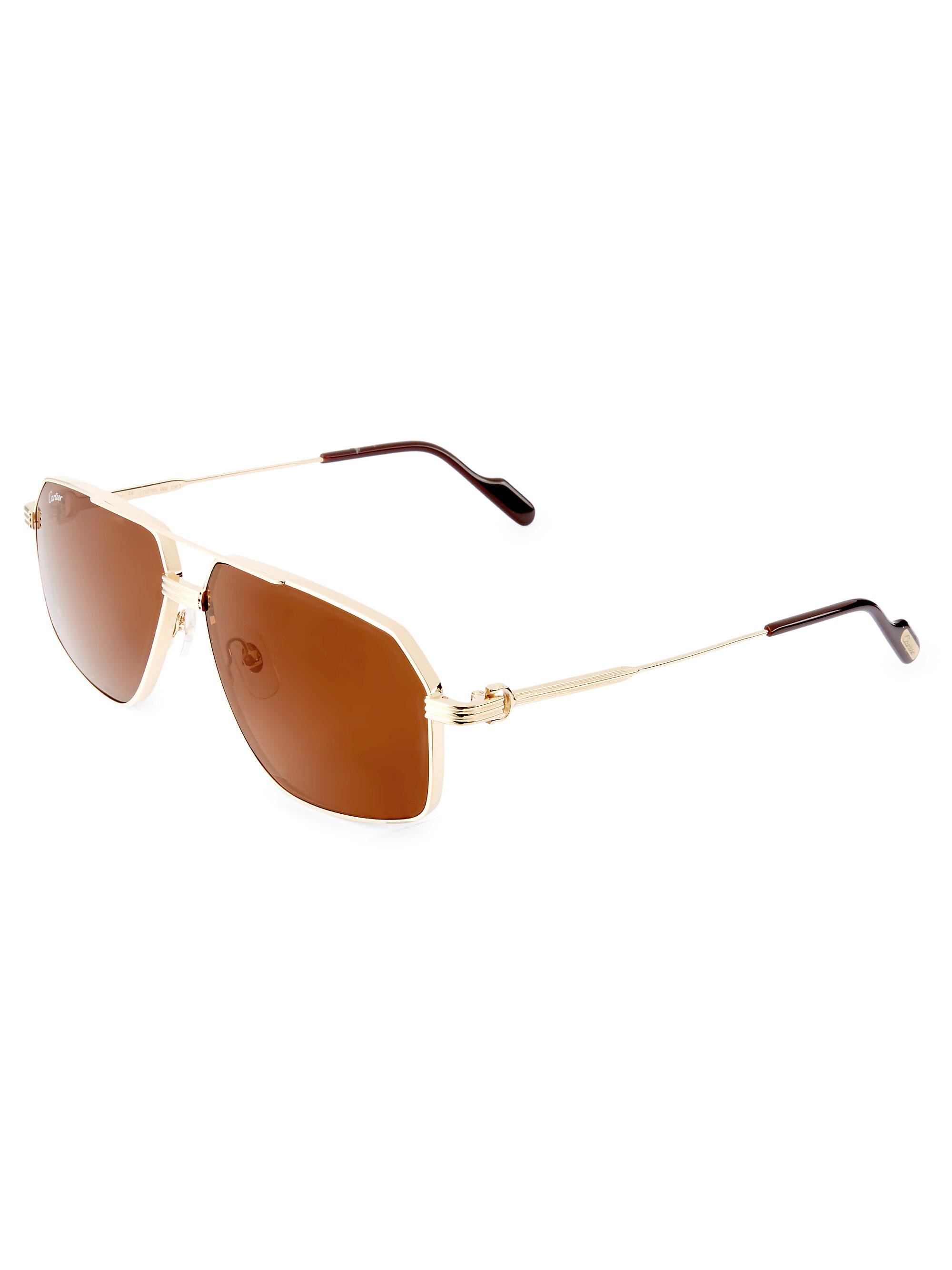 Cartier Men's Core Range 61MM Pilot Sunglasses - Gold