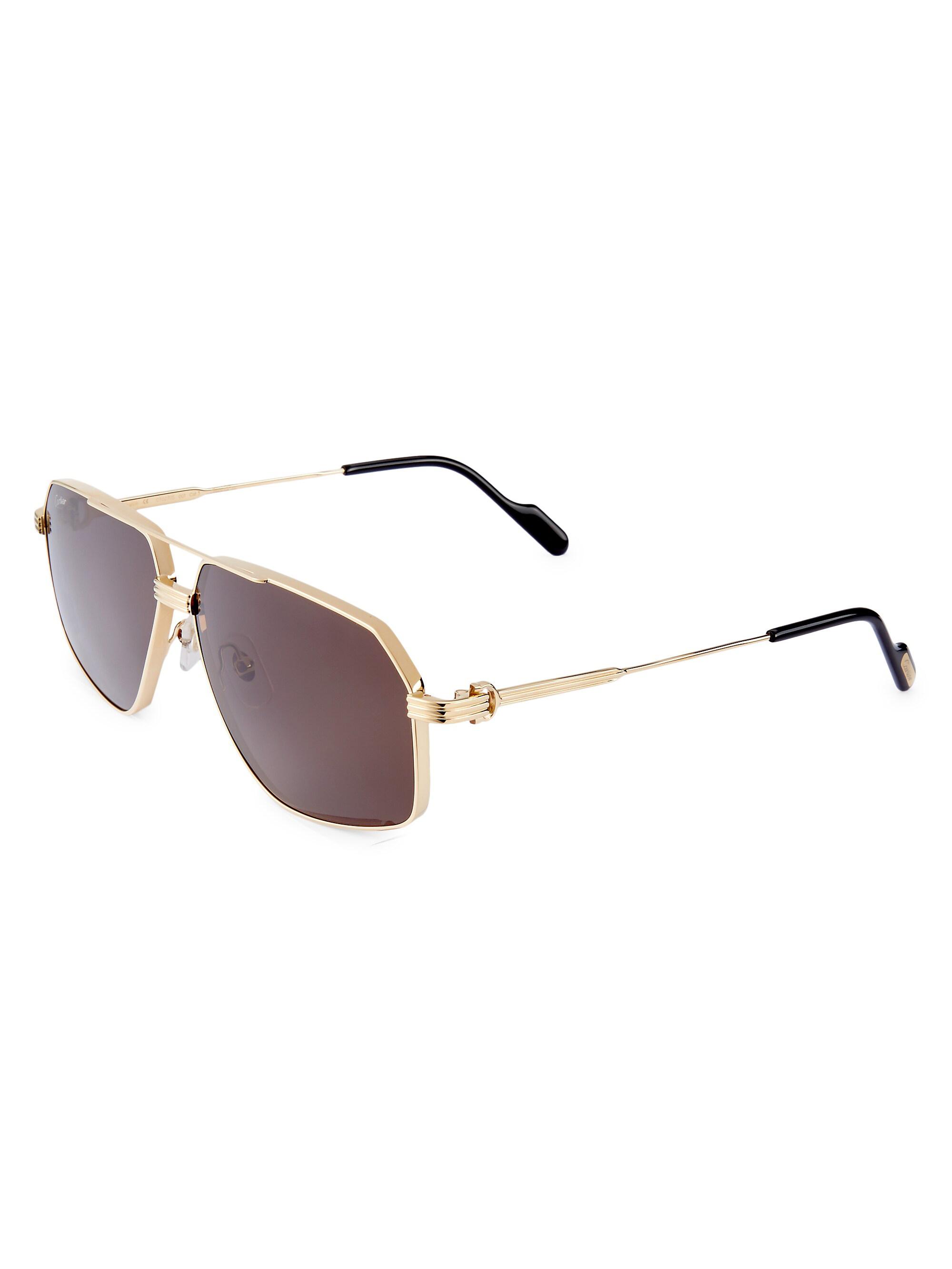 Cartier Men's Core Range 61MM Pilot Sunglasses - Gold