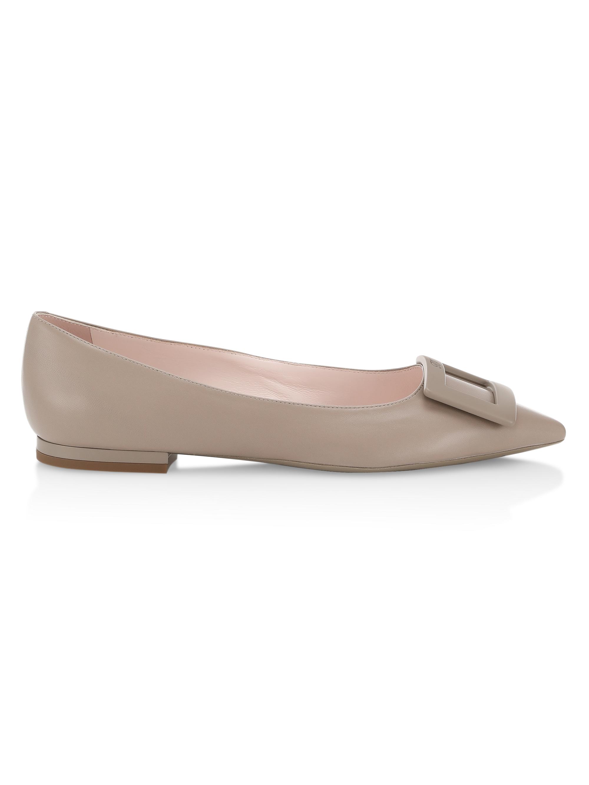 Roger Vivier Women's Gommettine Leather Flats - Cement Grey
