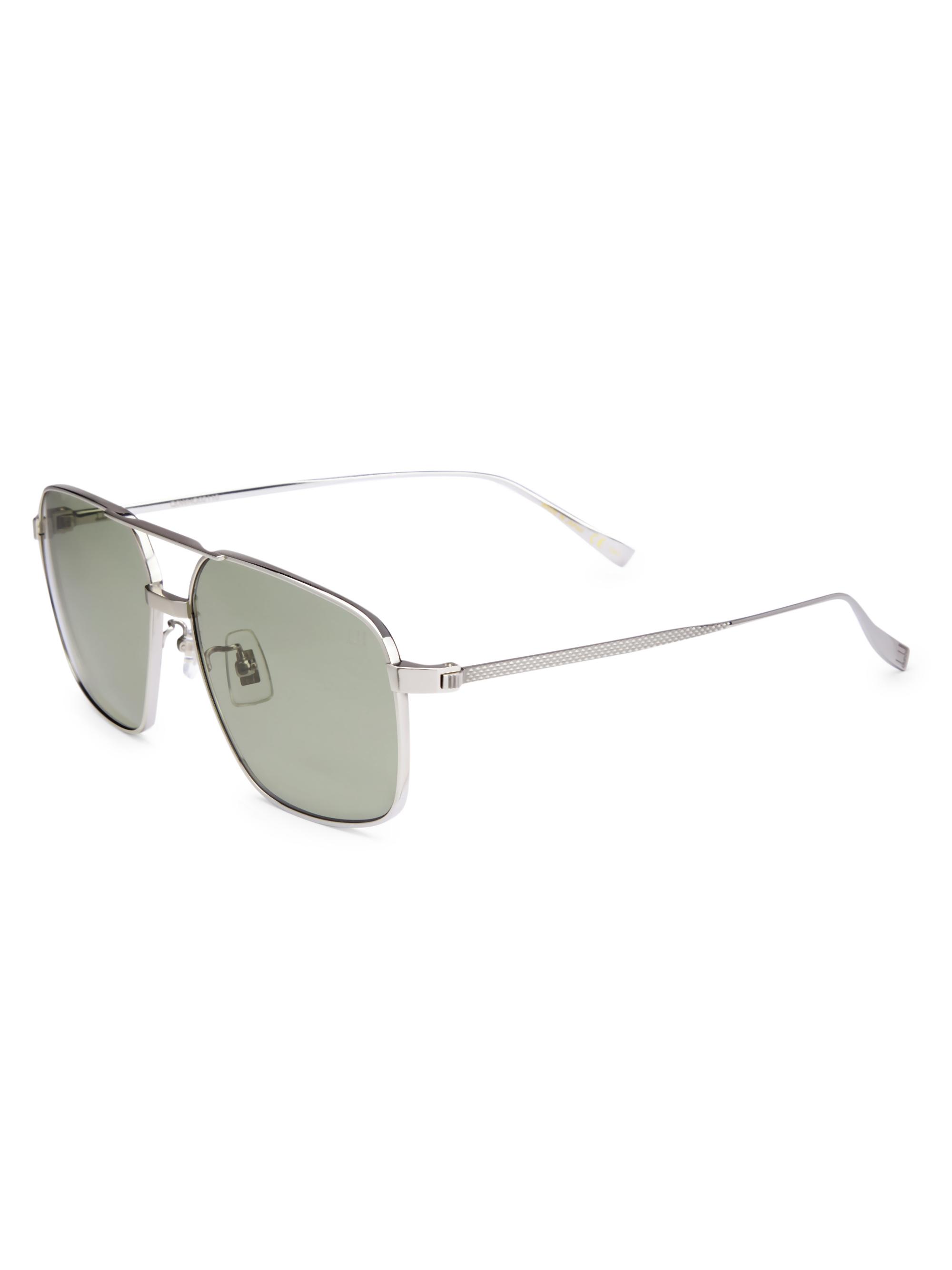 dunhill Men's 60MM Pilot Sunglasses - Silver