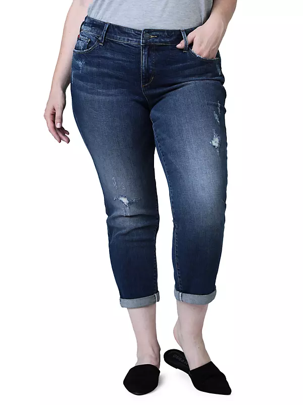 Shop Slink Jeans, Plus Size Boyfriend Mid-Rise Cropped Jeans