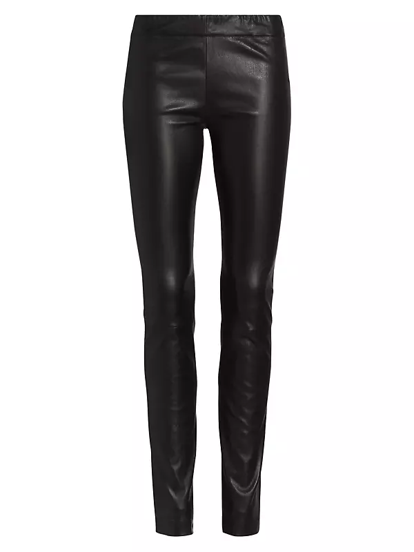 Stretch leather pants as REAL leather leggings black
