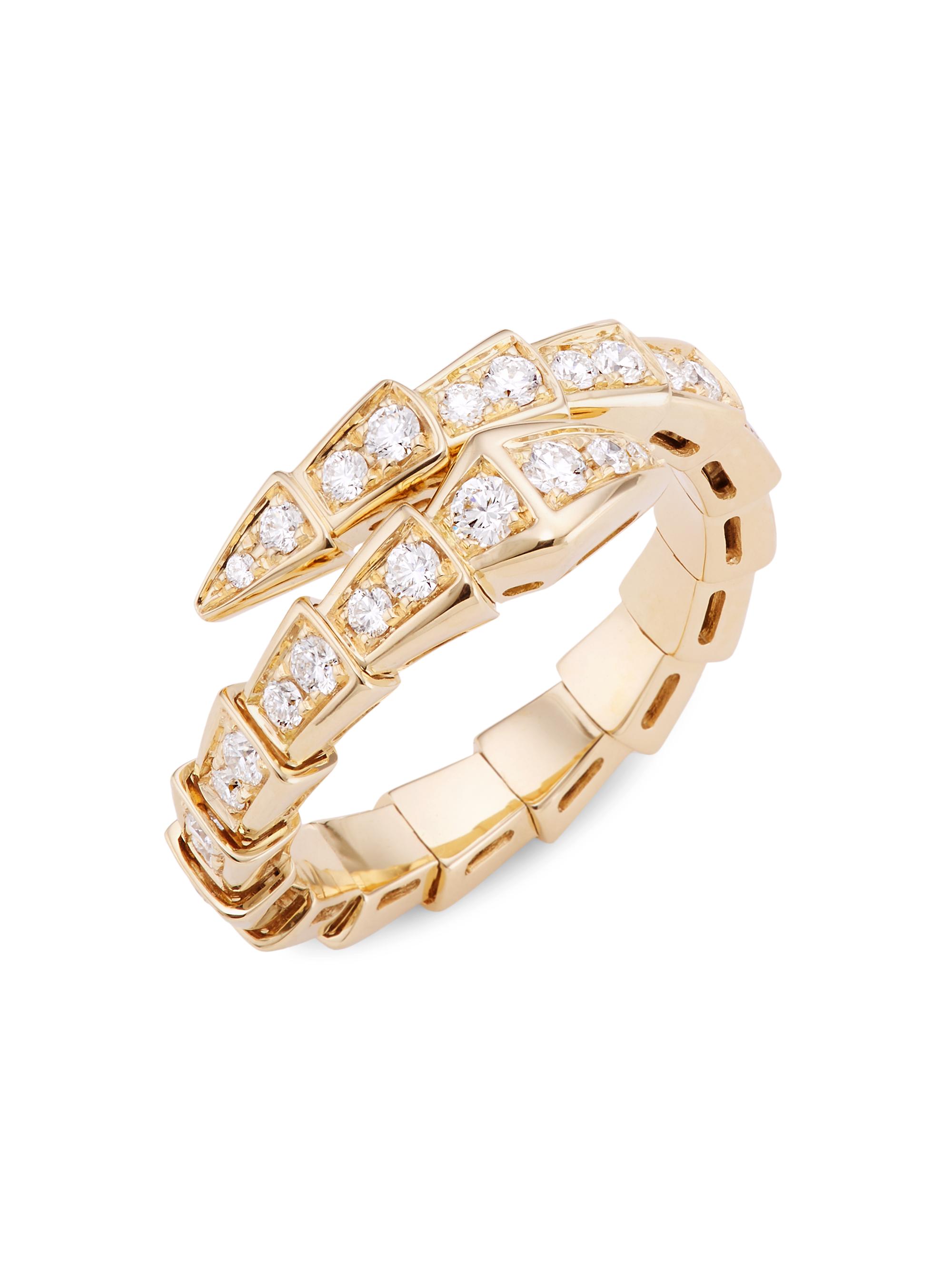 BVLGARI Serpenti Viper 18K Yellow Gold Diamond Wrap Ring