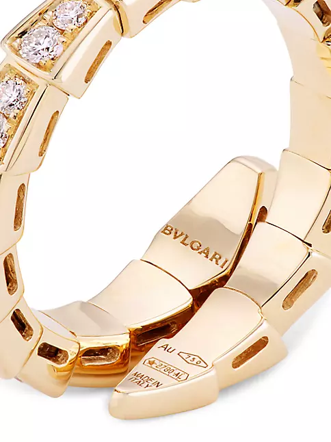 Bvlgari Women's Serpenti Viper 18K Yellow Gold & Diamond Wrap Bangle Bracelet - Yellow Gold - Size Small