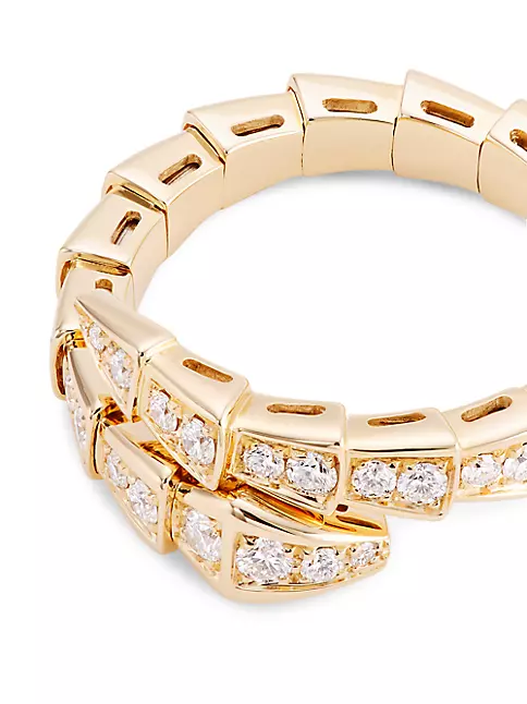 Bvlgari Women's Serpenti Viper 18K Yellow Gold & Diamond Wrap Bangle Bracelet - Yellow Gold - Size Small