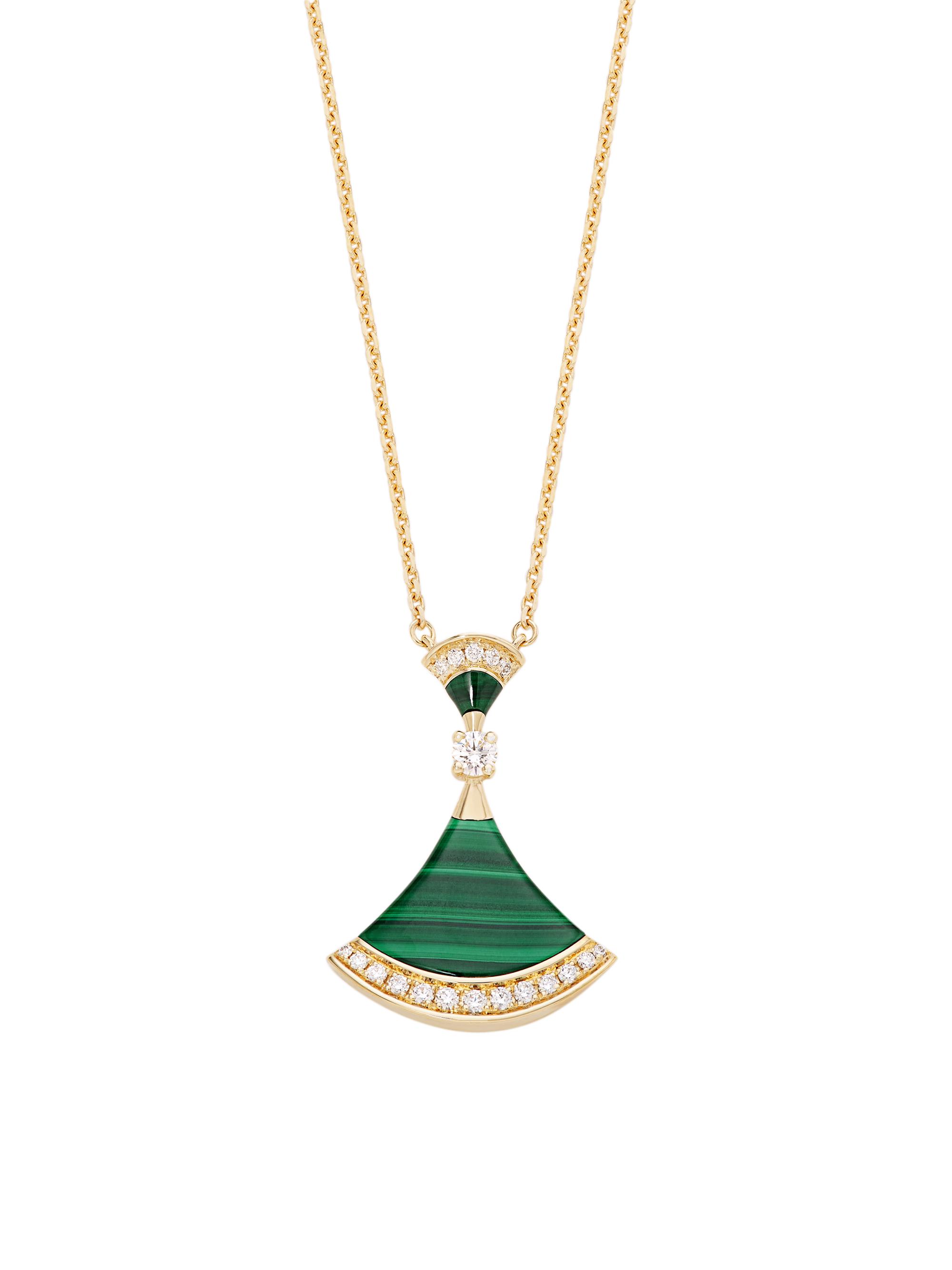 BVLGARI Women's Divina 18K Yellow Gold, Malachite & Diamond Pendant Necklace - Gold