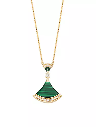 Divina 18K Yellow Gold, Malachite & Diamond Pendant Necklace