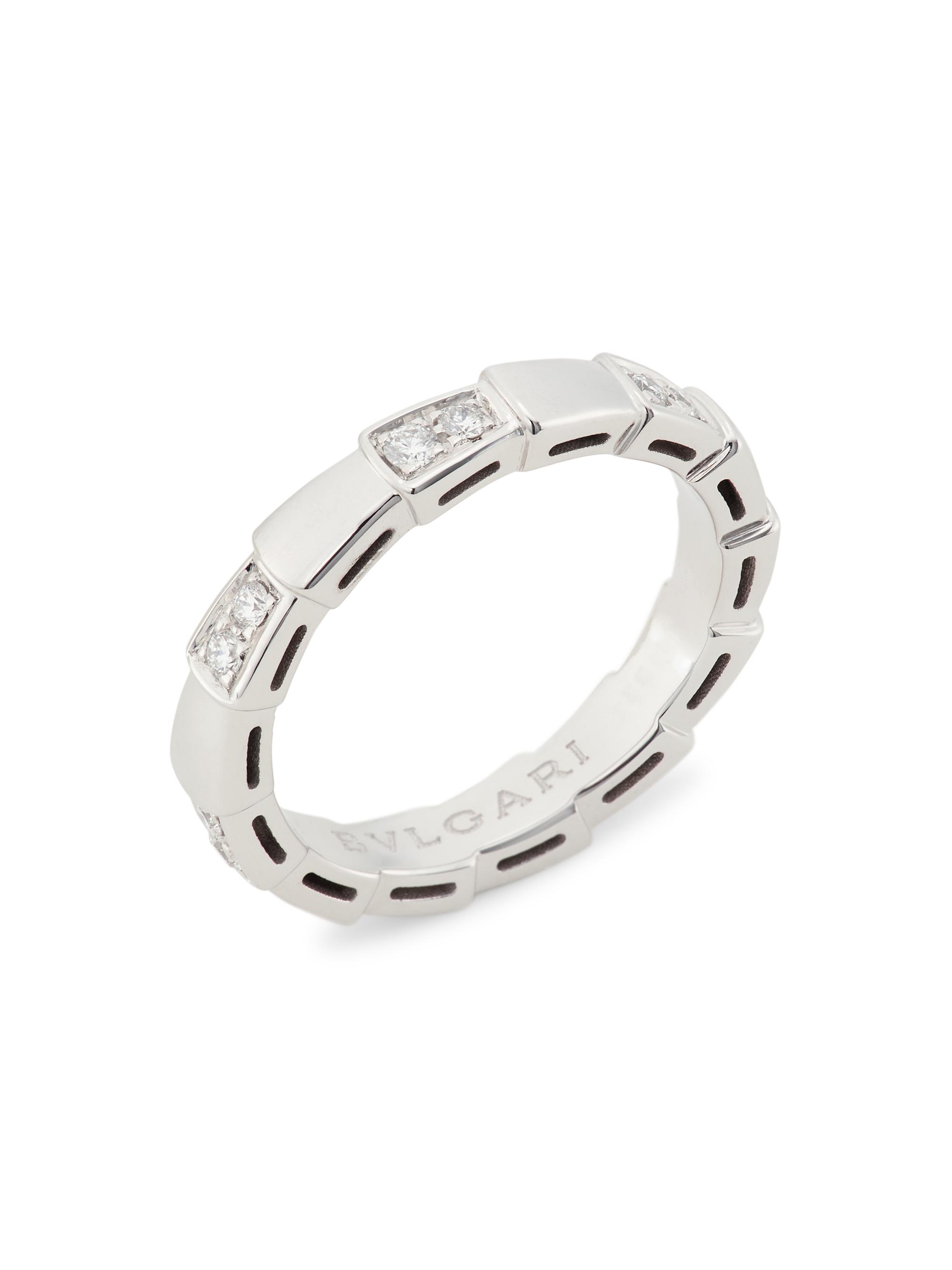 BVLGARI Women's Serpenti Viper 18K White Gold & Pavè Diamond Ring - White Gold