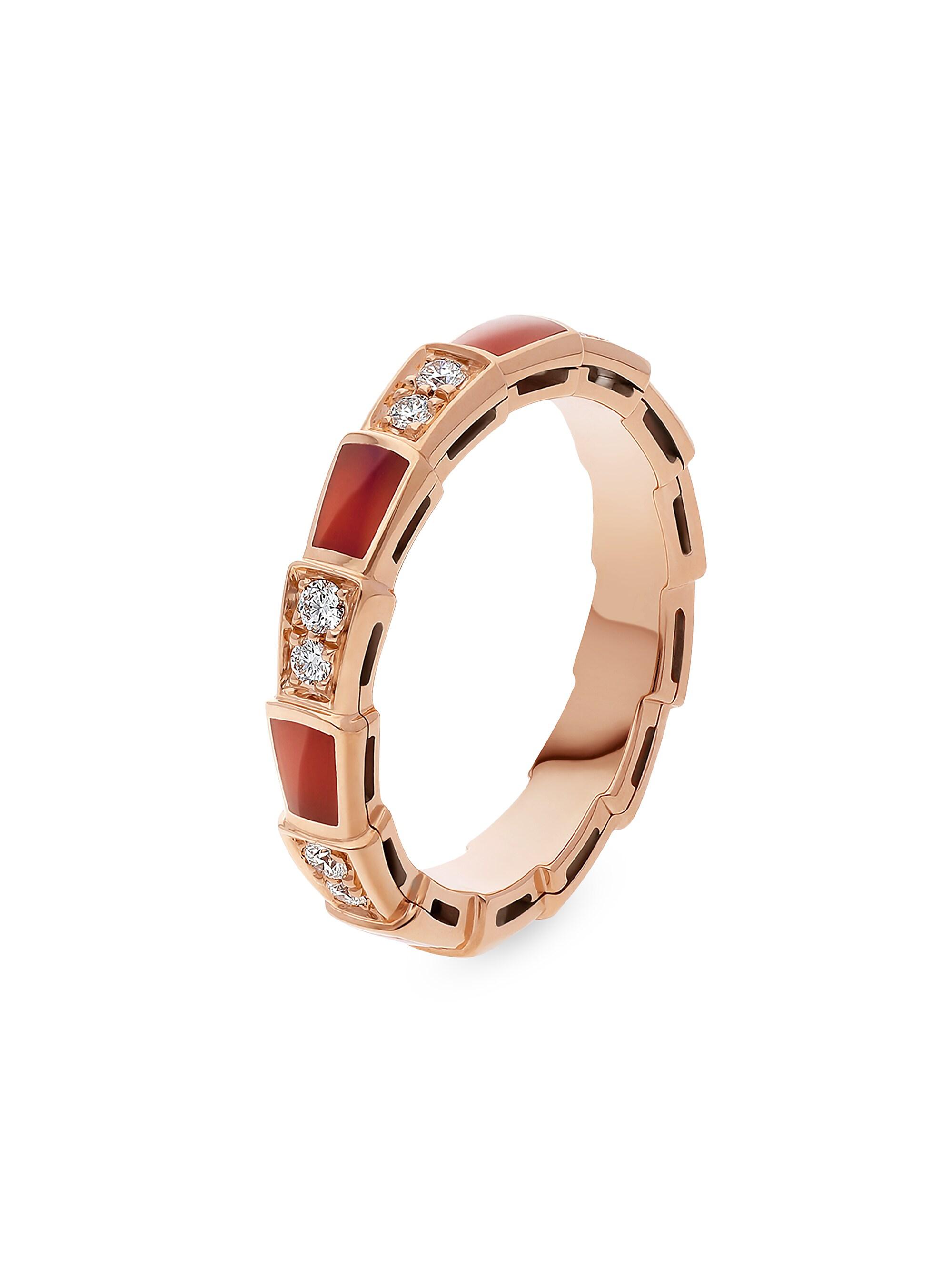 BVLGARI Women's Serpenti Viper 18K Rose Gold, Diamond & Carnelian Ring - Rose Gold