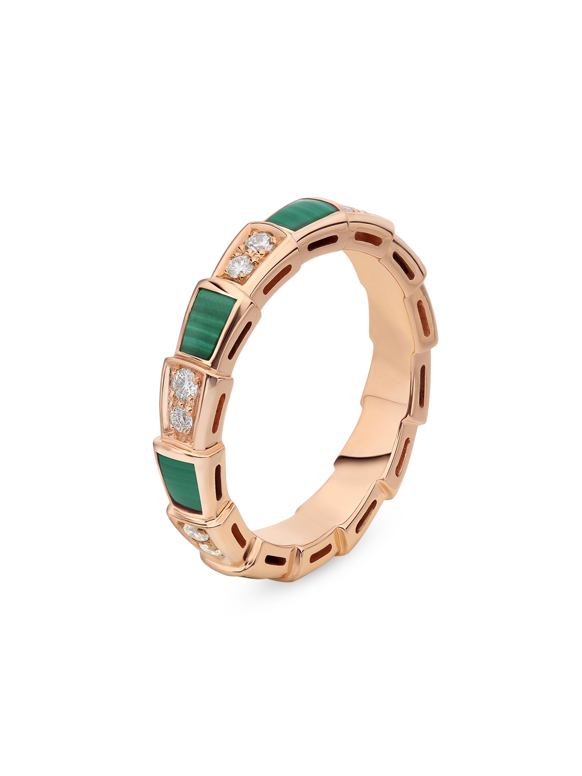 BVLGARI Women's Serpenti Viper 18K Rose Gold, Diamond & Malachite Ring - Rose Gold