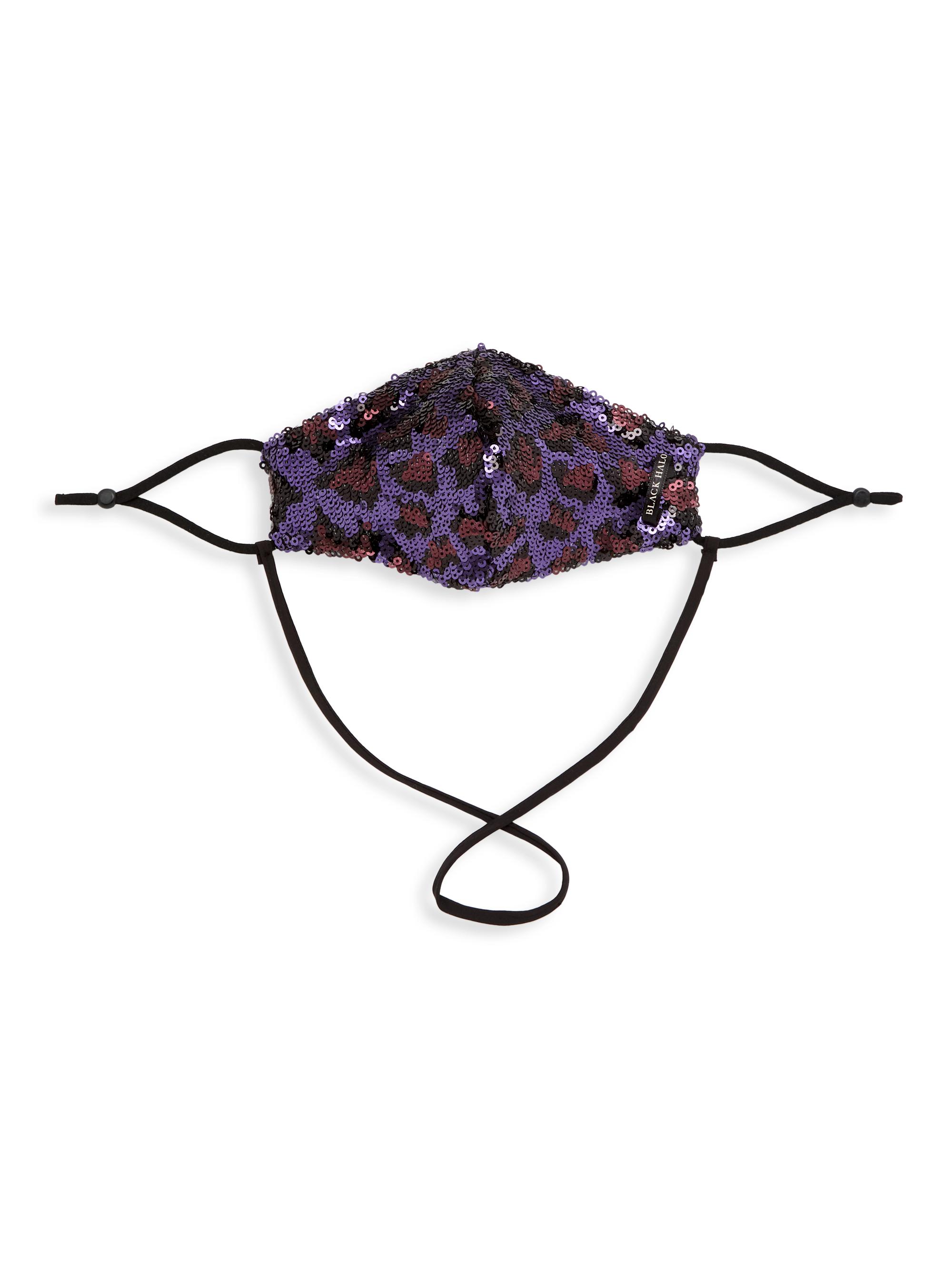 Black Halo Women's Sequin Leopard Face Mask - Jungle Moonlight