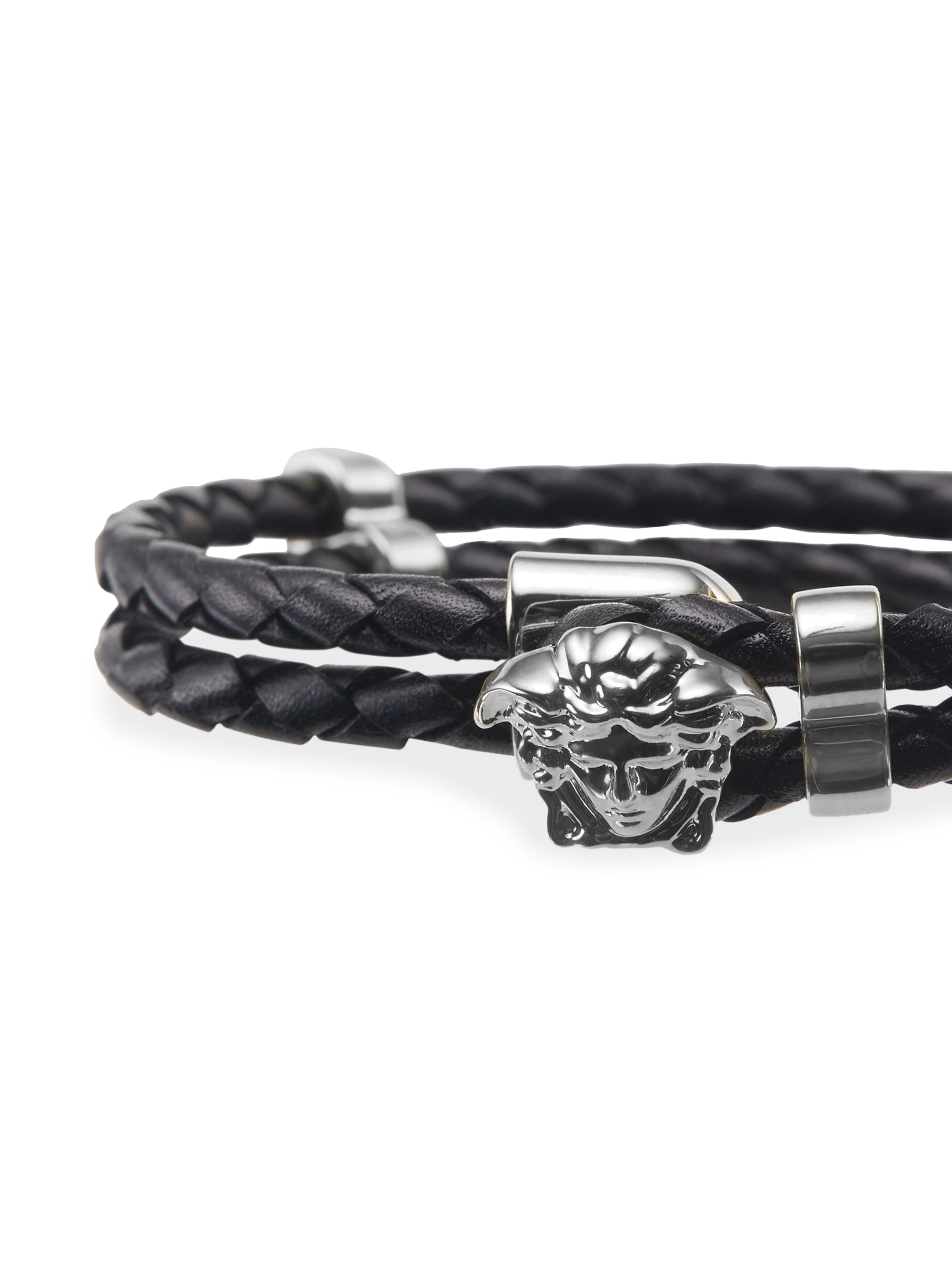 Versace Medusa Braided Leather Bracelet | Saks Fifth Avenue
