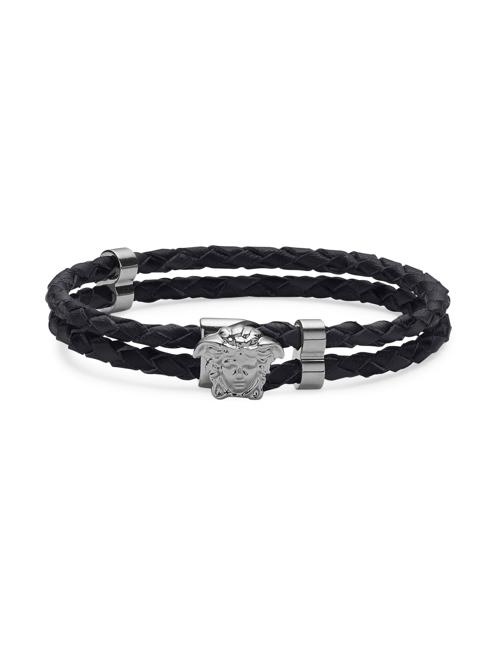 Versace Medusa Braided Leather Bracelet | Saks Fifth Avenue