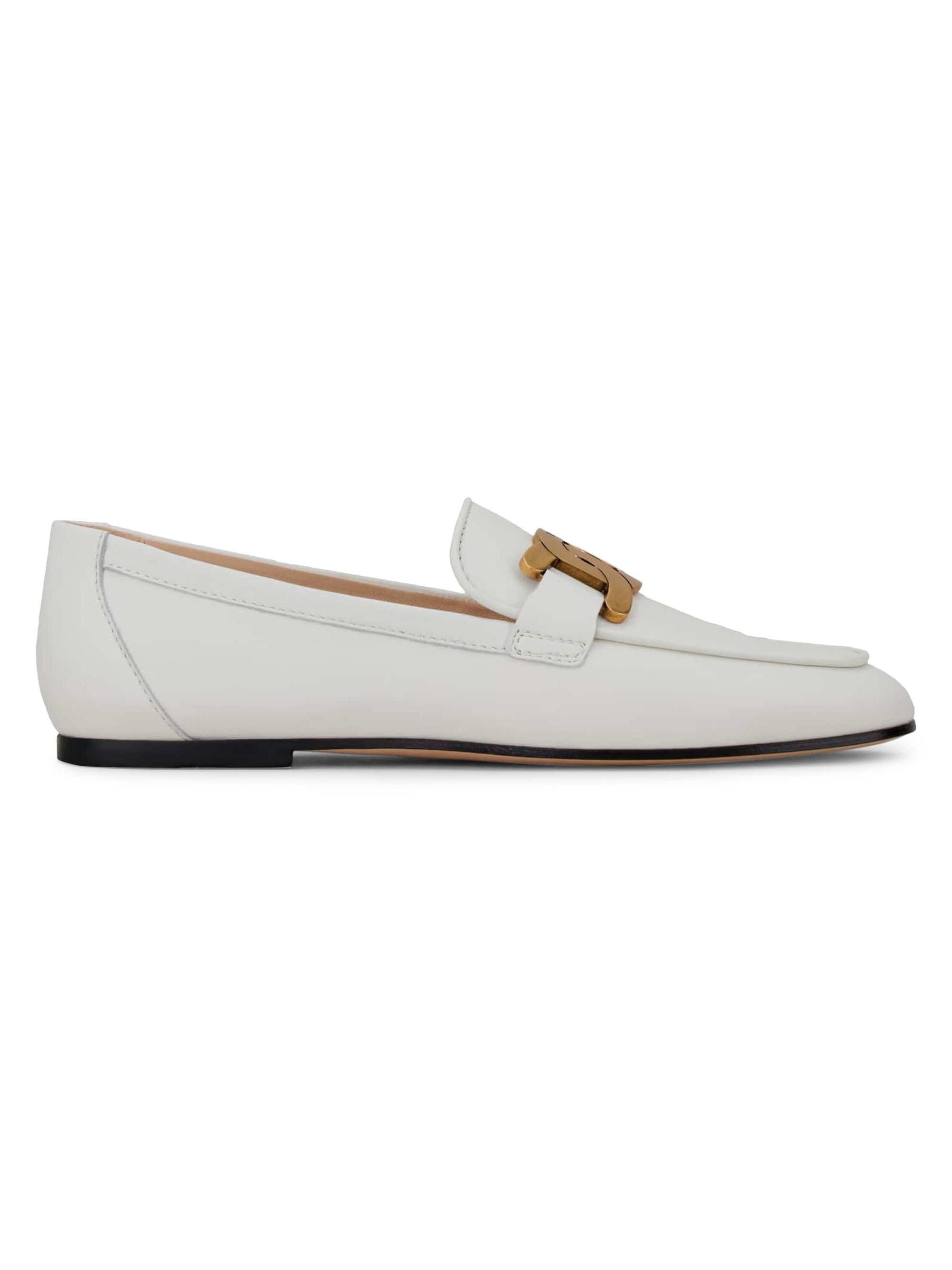 Tod's Women's Kate Polished Goldtone Chain Leather Loafers - White