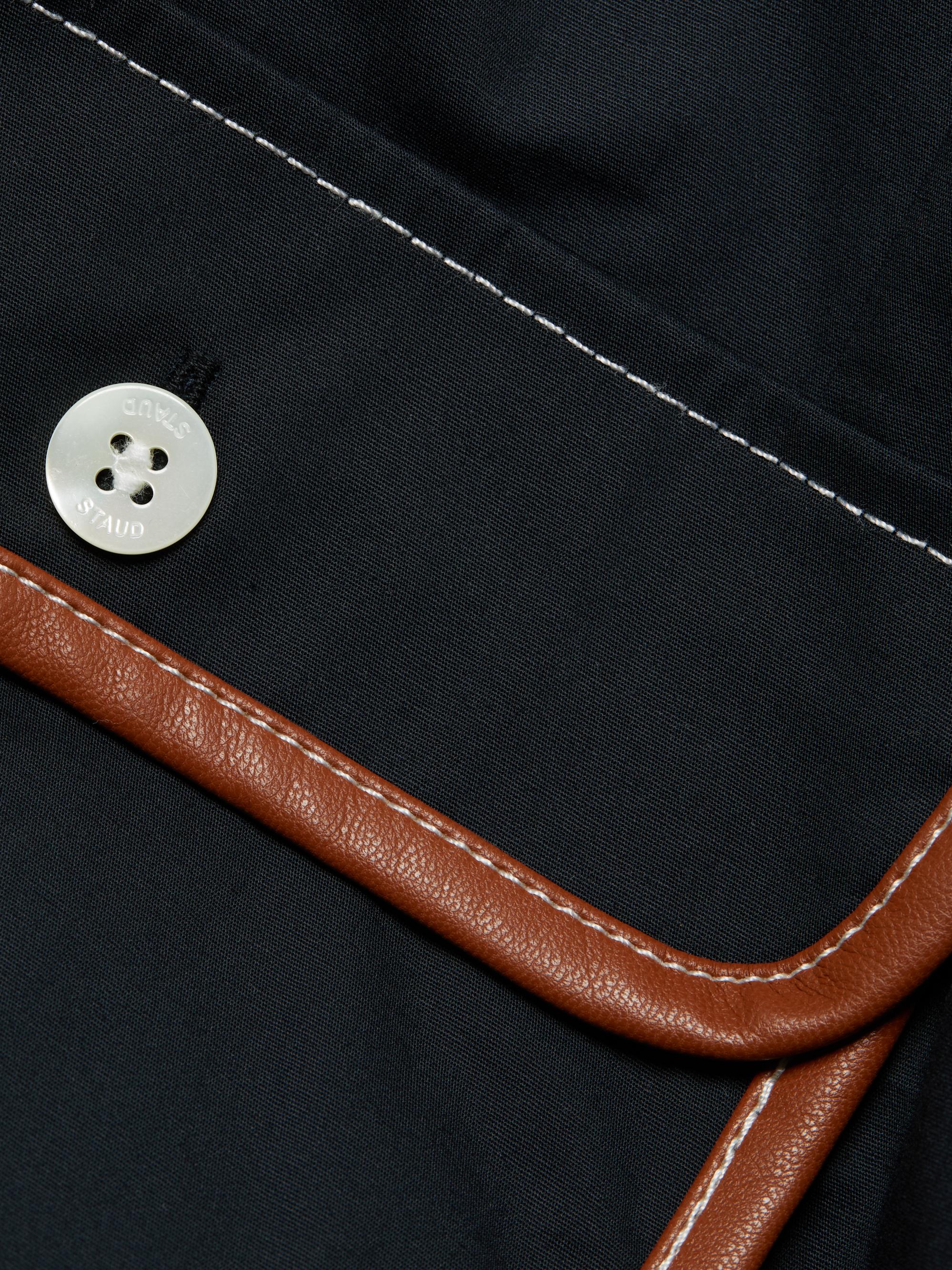 Staud Bait Faux Leather-Trim Pocket Dress | Saks Fifth Avenue
