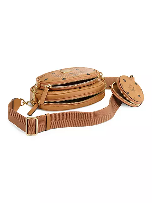 MCM Visetos Small Cognac Leather Multifunctional Fanny Pack