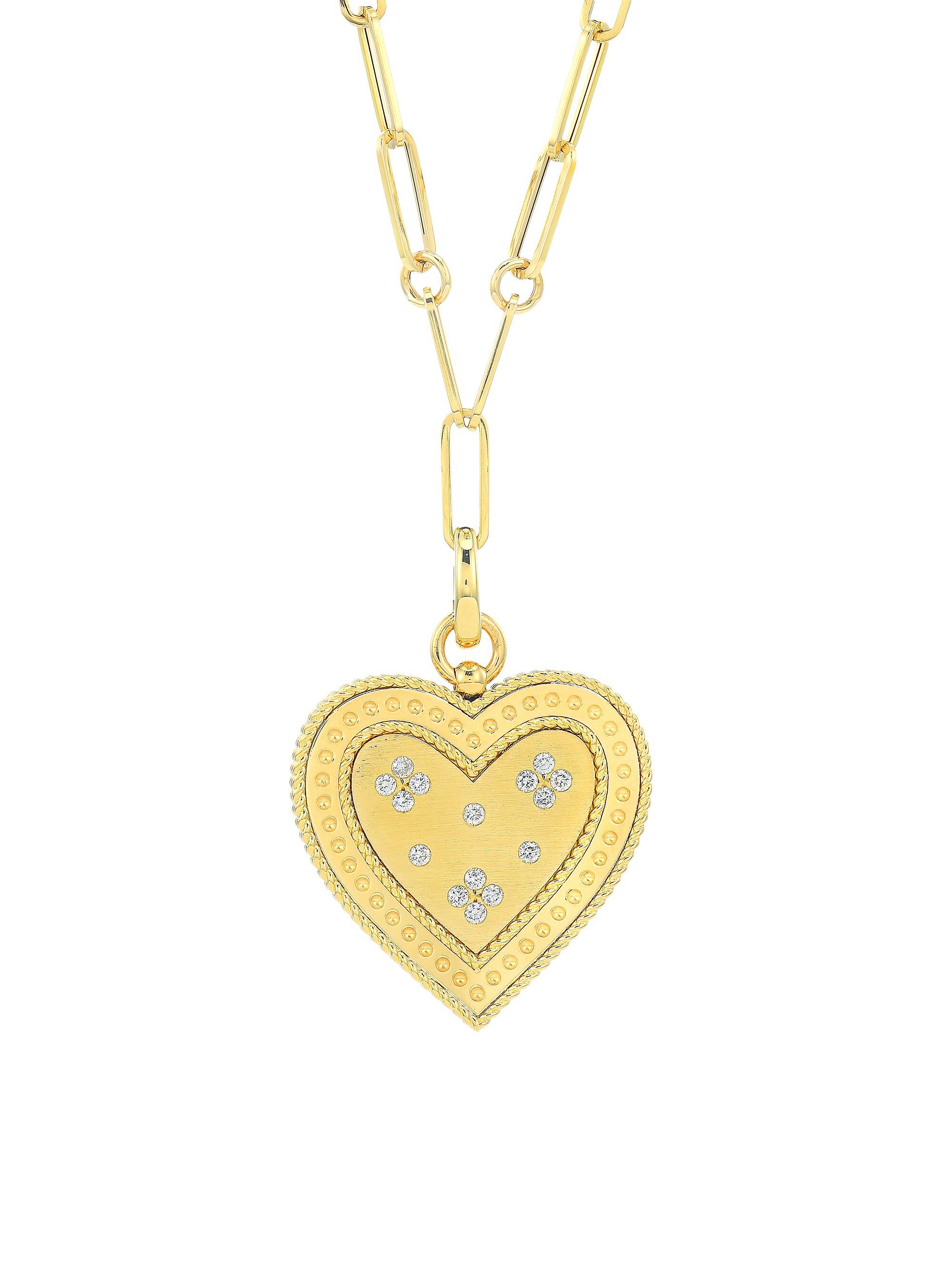 Roberto Coin Women's Venetian Princess 18K Yellow Gold & Diamond Heart Pendant Necklace - Gold