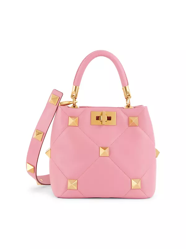 Valentino Garavani Small Roman Stud The Handle Bag In Nappa With Grid  Detailing in 2023
