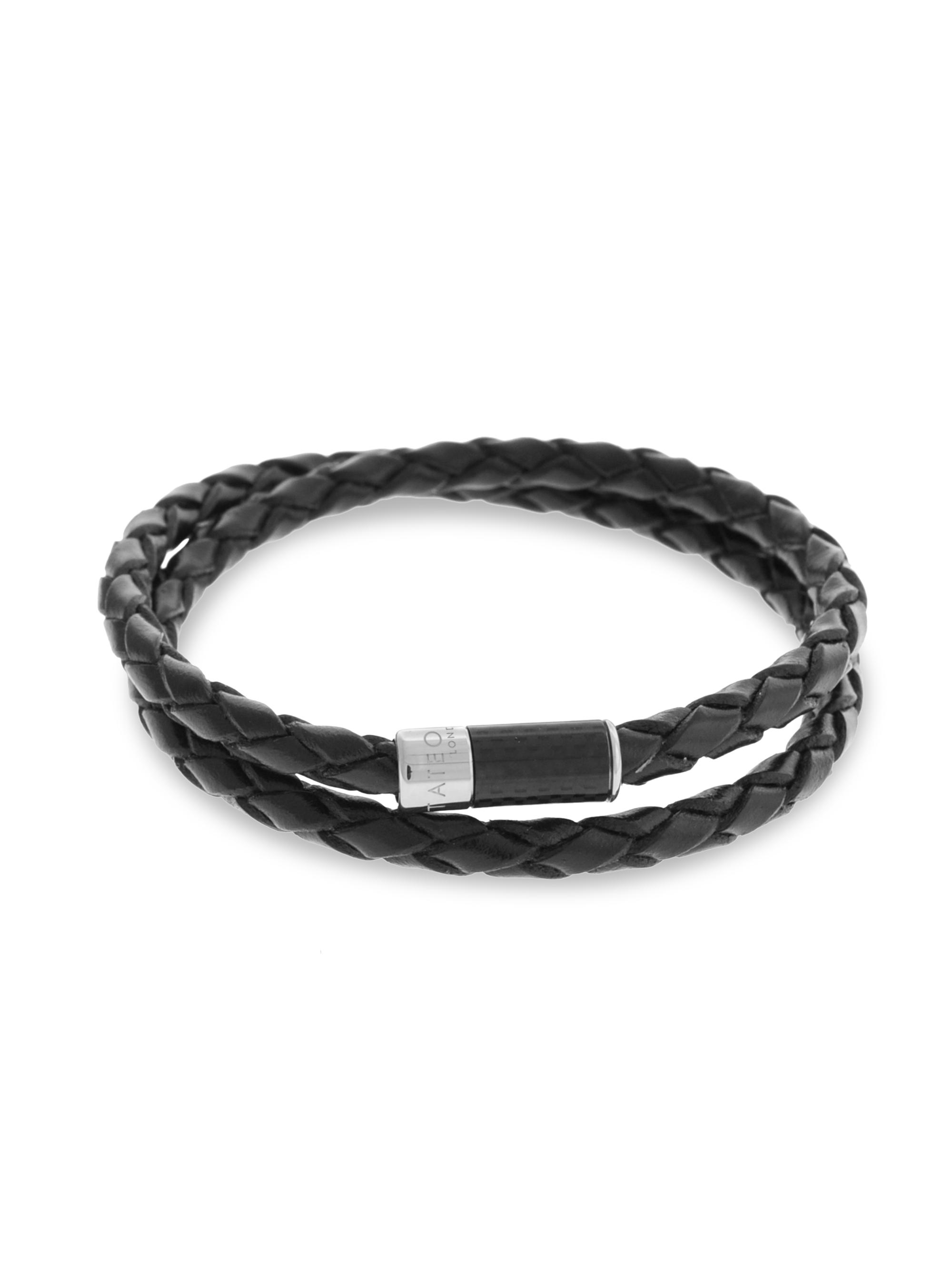 Tateossian Men's Montecarlo Pop Wrap Leather Bracelet - Black