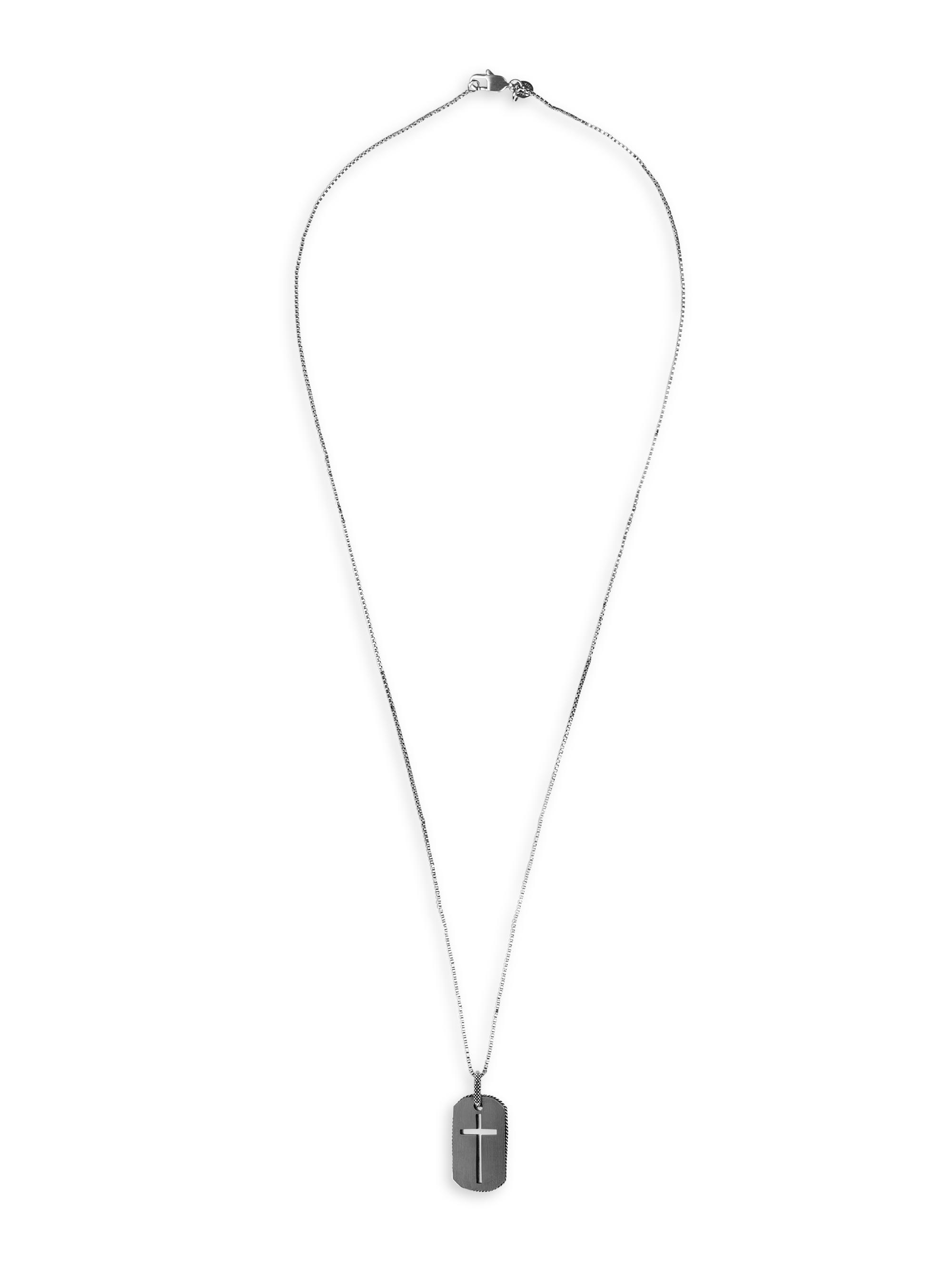 Tateossian Men's Cross Dog Tag Necklace - Silver