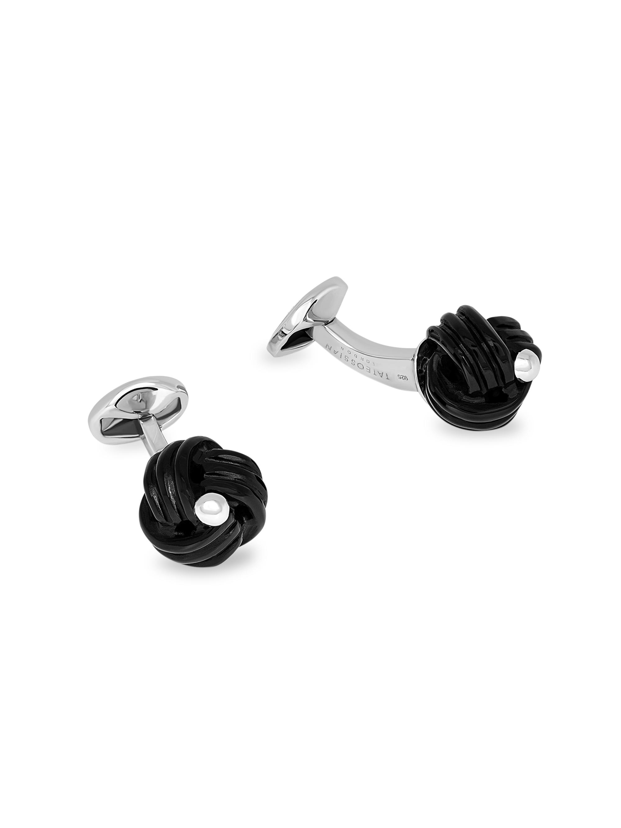 Tateossian Men's Onyx & Sterling Silver Knot Cufflinks - Black