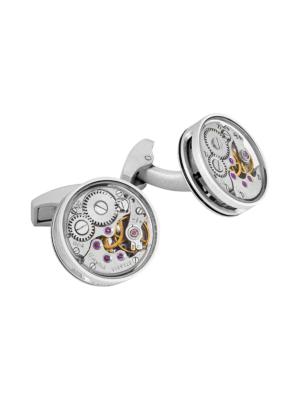 Tateossian Men's Slim Skeleton Round Gear Cufflinks - Silver
